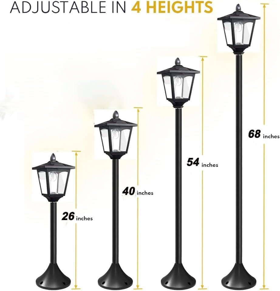 68&ldquo; Solar Garden Post Light with Motion Sensor, Waterproof LED Outdoor Black Lamp for Yard, Pathway, Driveway, Front or Back Door Area Lighting (1 Pack) image number 1