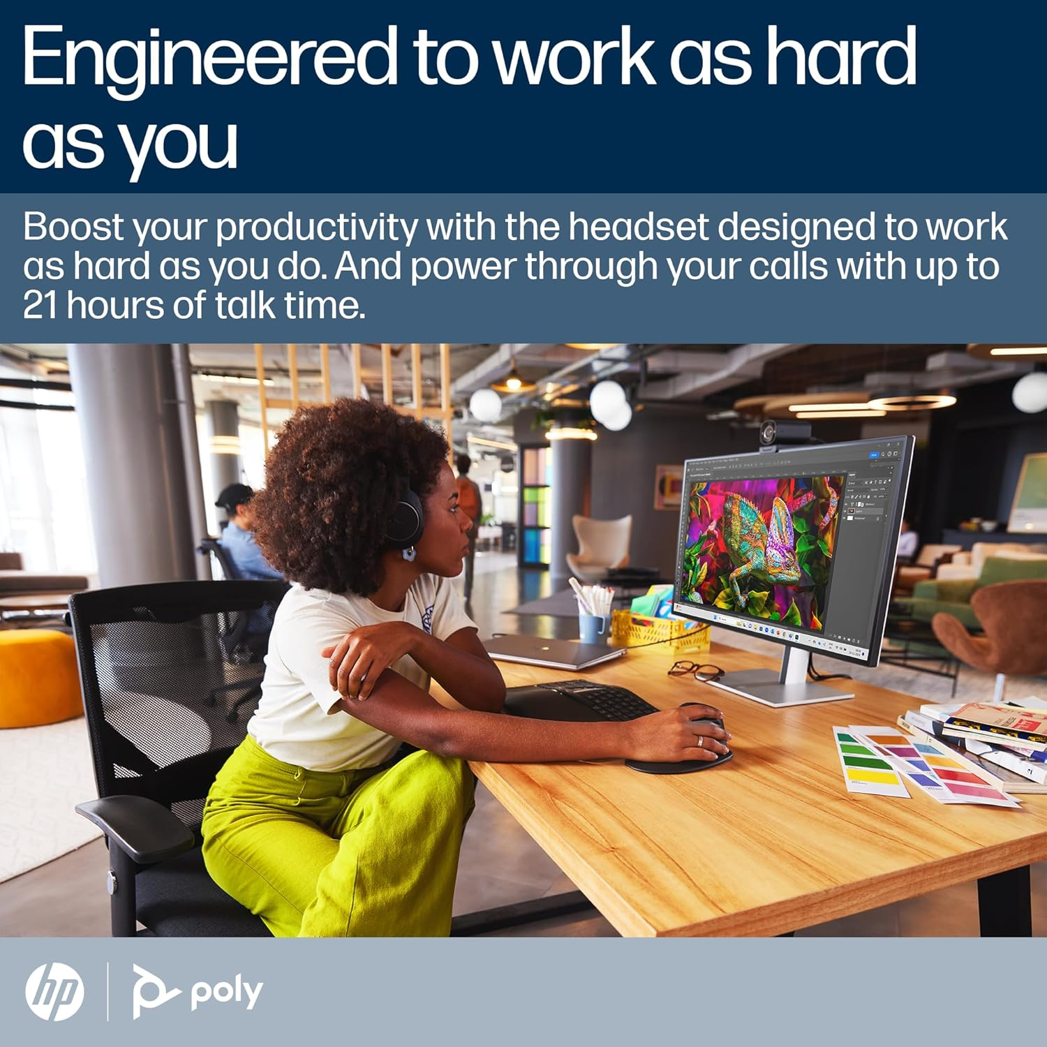 Poly Voyager Surround 80 UC Bluetooth Headset (Plantronics) Noise Cancelling Microphones for Clear Conversations - Adaptive ANC - Works with Iphone, Android, Pc/Mac, Zoom, Microsoft Teams (Certified) image number 5