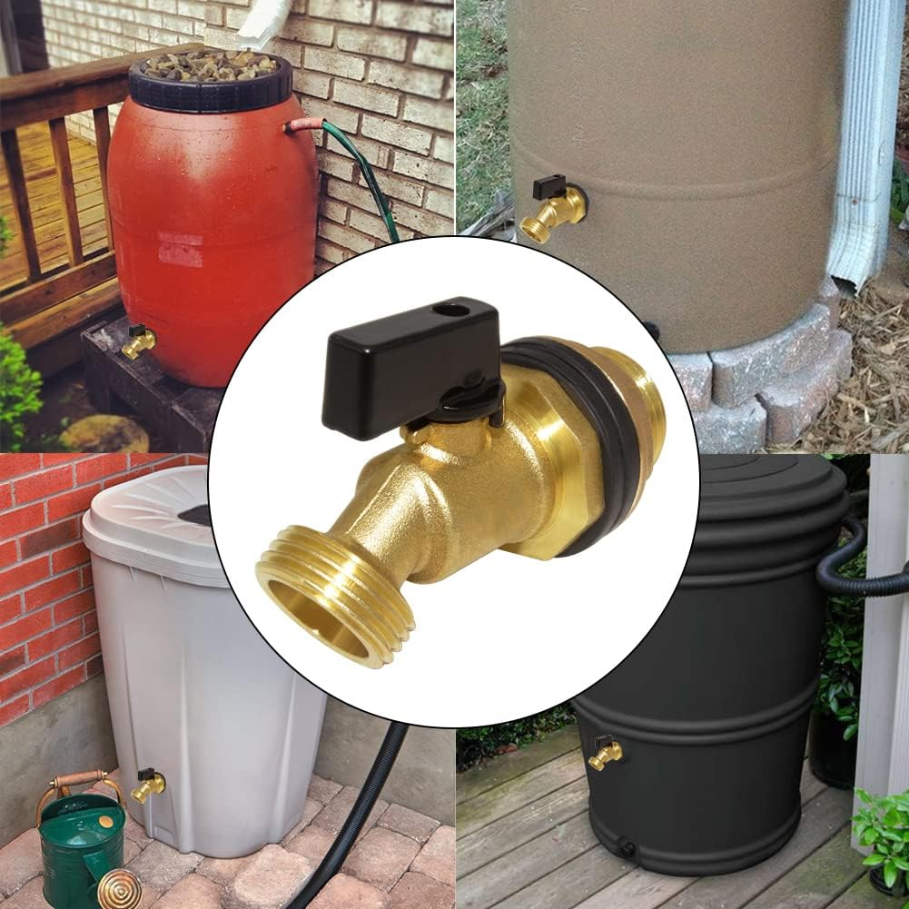 Hooshing Rain Barrel Spigot 1/2" Inlet to 3/4" GHT Thread Outlet with Quarter Turn Ball Valve Bulkhead Faucet for Water Tanks Bucket image number 6