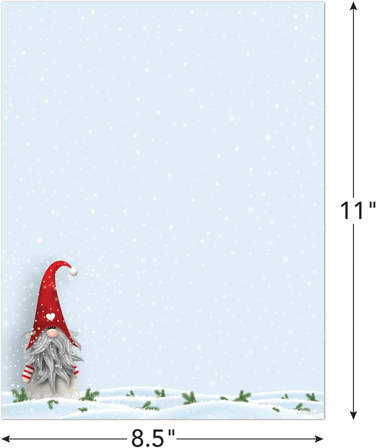 Great Papers! Snow Gnome Letterhead, for Invitations, Announcements and Personal Messages, Printer Friendly 8.5" X 11", 50 Pack (2023041) image number 4
