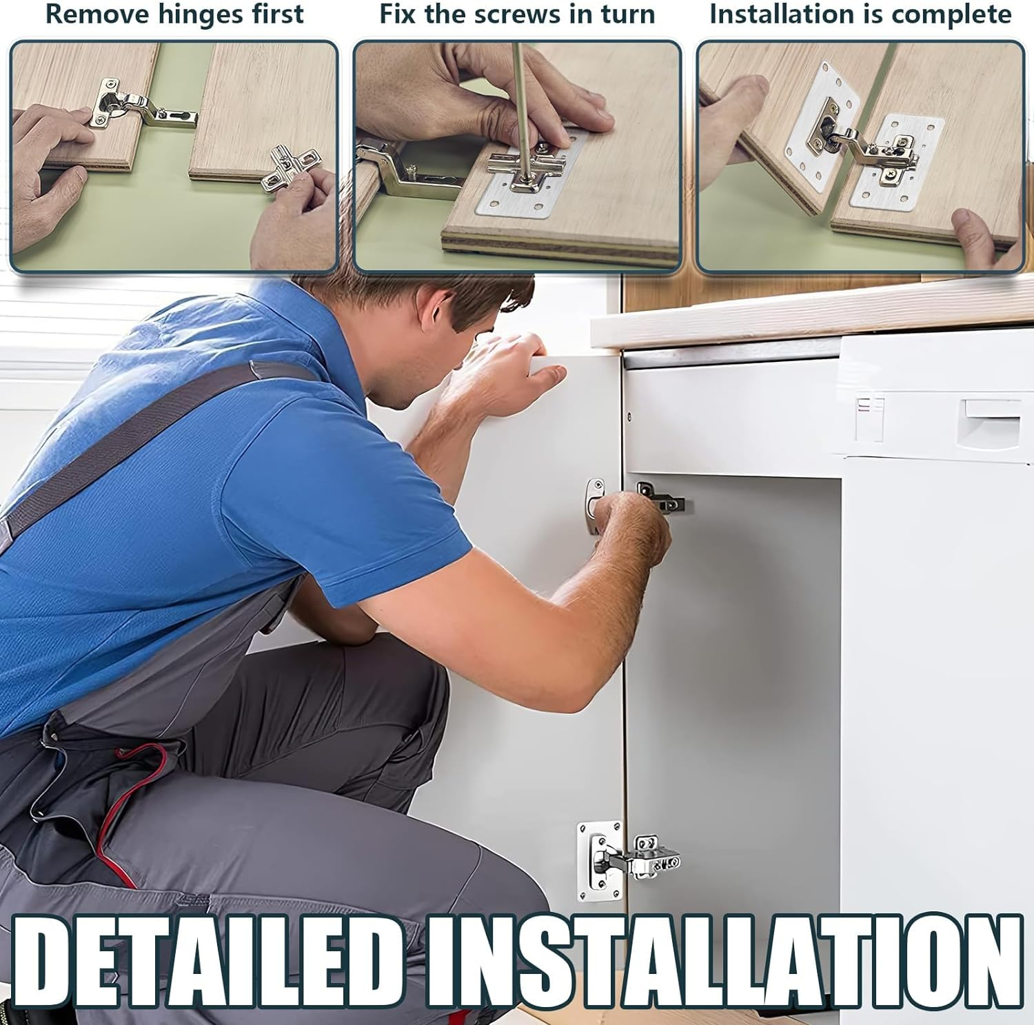 Cabinet Hinge Repair Plate, Cabinet Repair Plates,Stainless Steel Hinge Repair Brackets, Hinge Fixing Plate for Wooden Cabinet Door, Kitchen Cabinet, Wardrobes (6 Pcs, Cabinet Hinge Repair Plate) image number 4