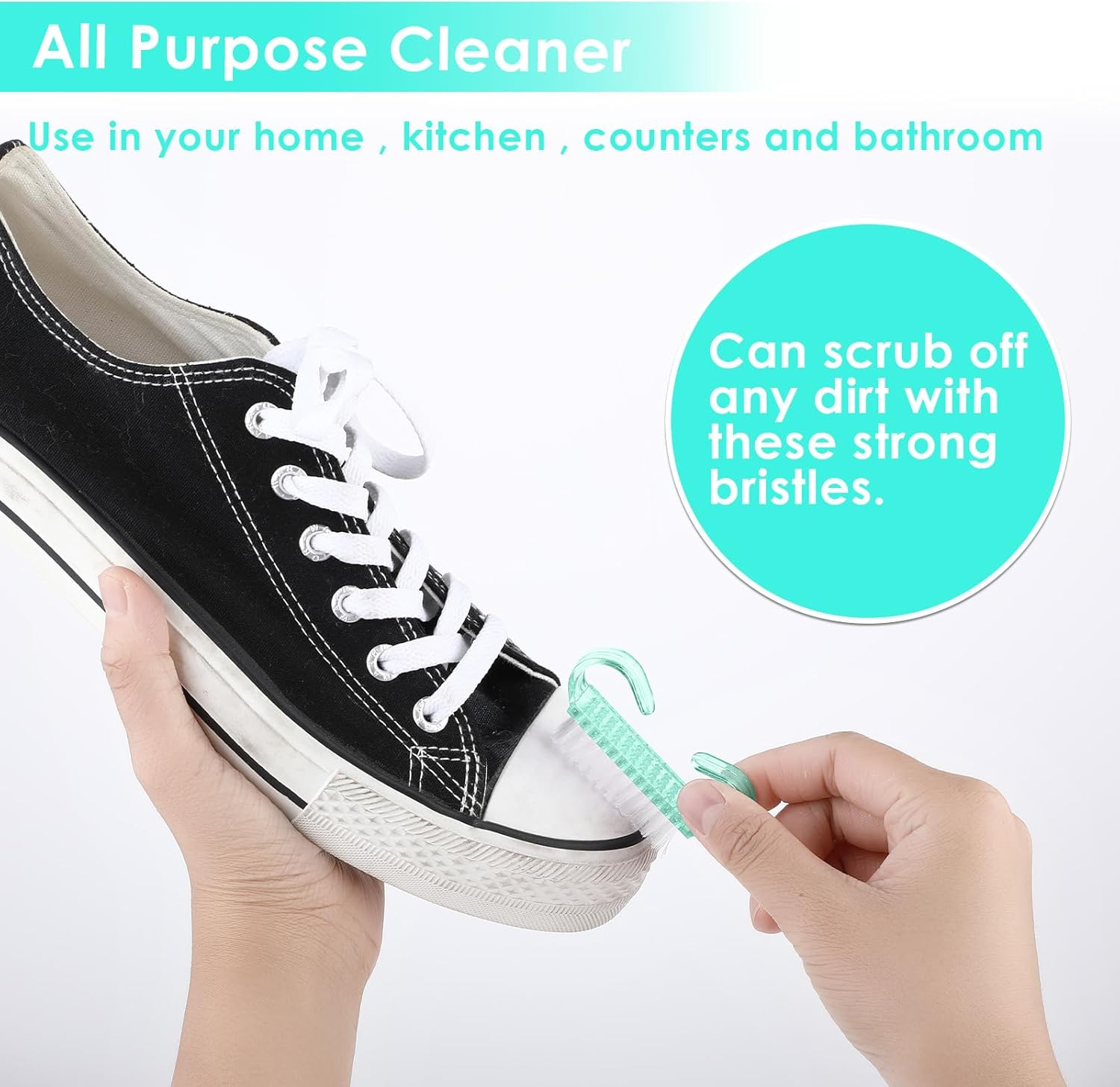 Pack of 8 Nail Brush, Abeillo Fingernail Brush, Plastic Handle, Fingernail Exfoliating Cleaning Brushes, Manicure Dust Brush, Pedicure Scrubbing Tool for Toes and Nails (7 Colours) - Multicoloured image number 6