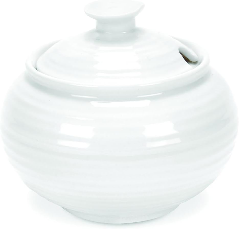 Portmeirion Sophie Conran White Covered Sugar Bowl with Lid &ndash; 11 Oz Fine Porcelain Container, Perfect for Tea & Coffee Service, Stylish Dining Table Accessory, Easy to Clean & Dishwasher Safe image number 1