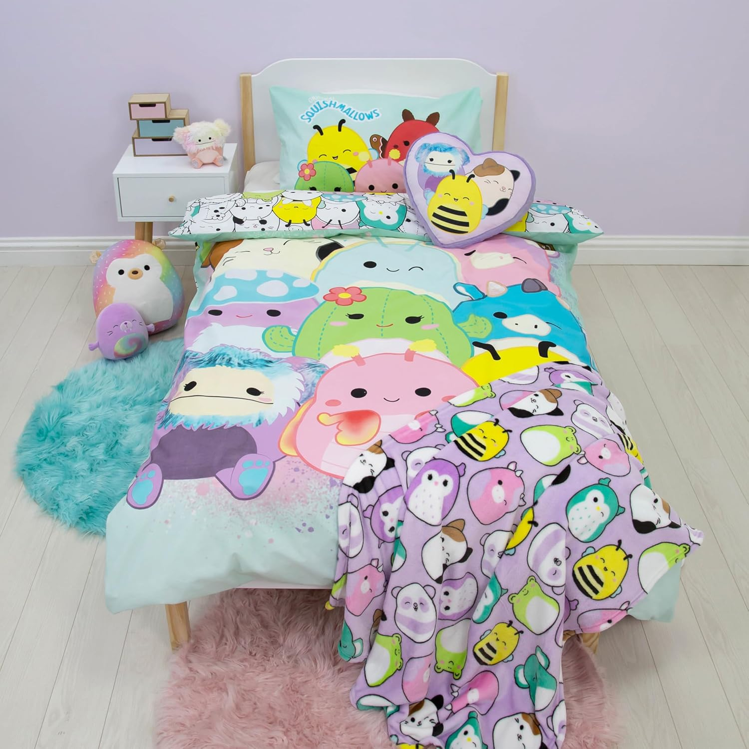 Squishmallows Officially Licensed Flash Design Single Duvet Cover Set | Reversible 2 Sided Characters Bedding Including Matching Pillow Case | Perfect for Kids Bedroom | Polycotton image number 3
