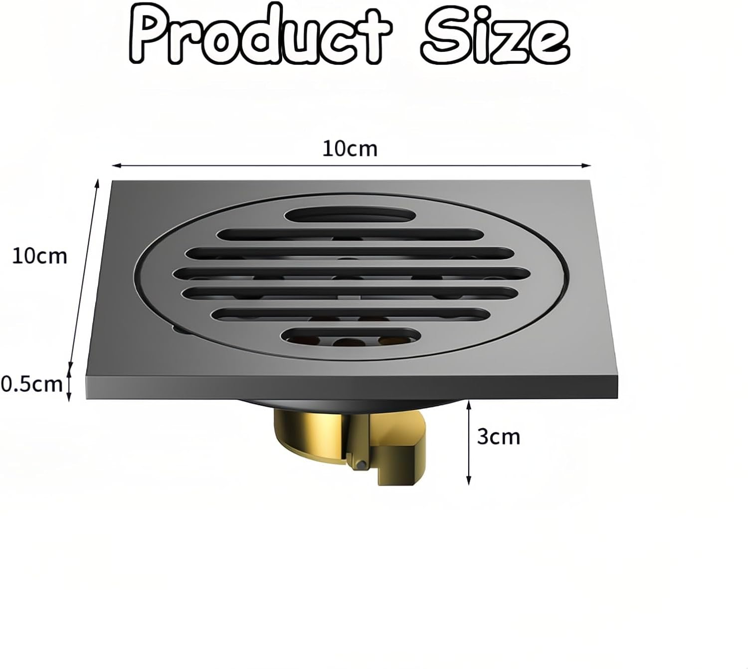 Taoluwin Square Shower Drain, 4" Stainless Steel Floor Drain, Shower Deodorant Floor Drain with Gravity Control Automatic Inner Core, Suitable for Bathroom and Kitchen image number 1