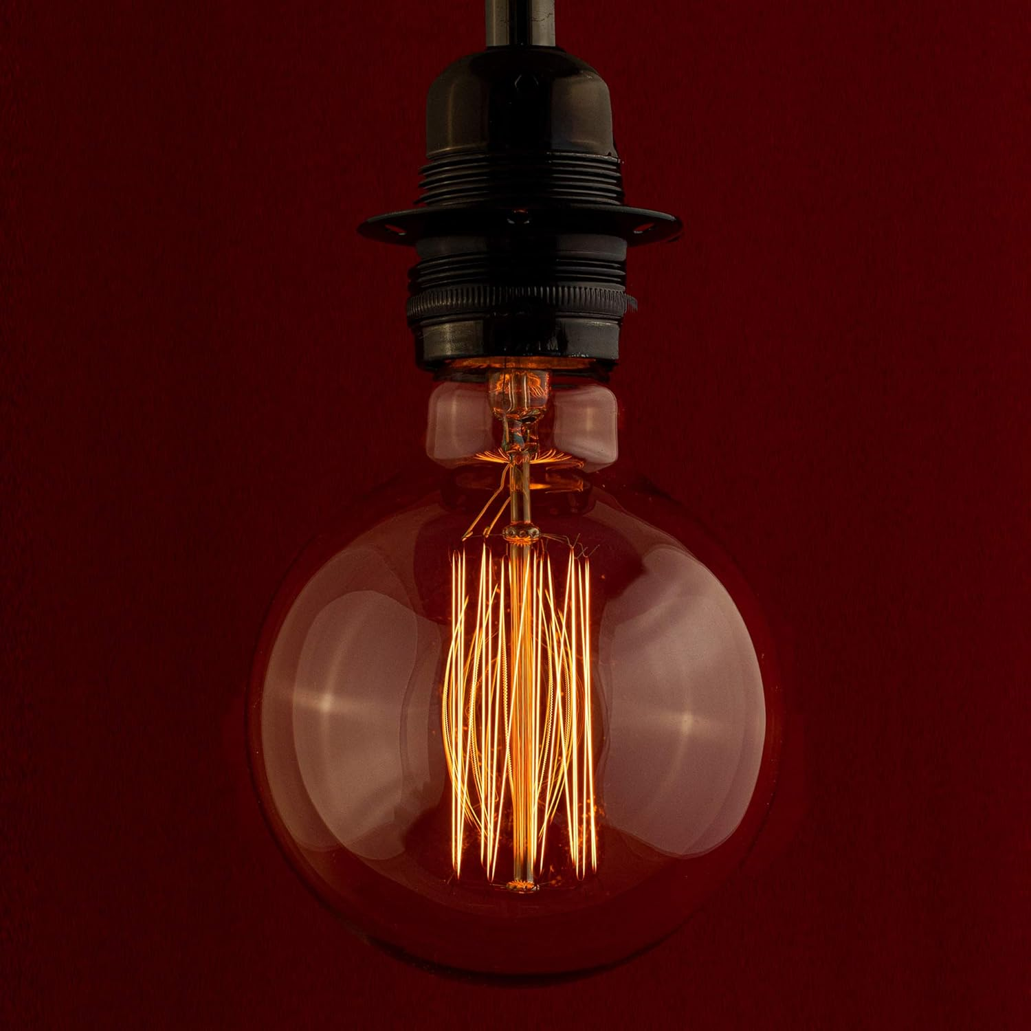 William & Watson Edison Vintage Large Globe Squirrel Cage Dimmable Light Bulb, 40W Amber Old Fashioned Retro E27 Screw Fitting Lamp (Globe Large (G95)) image number 3