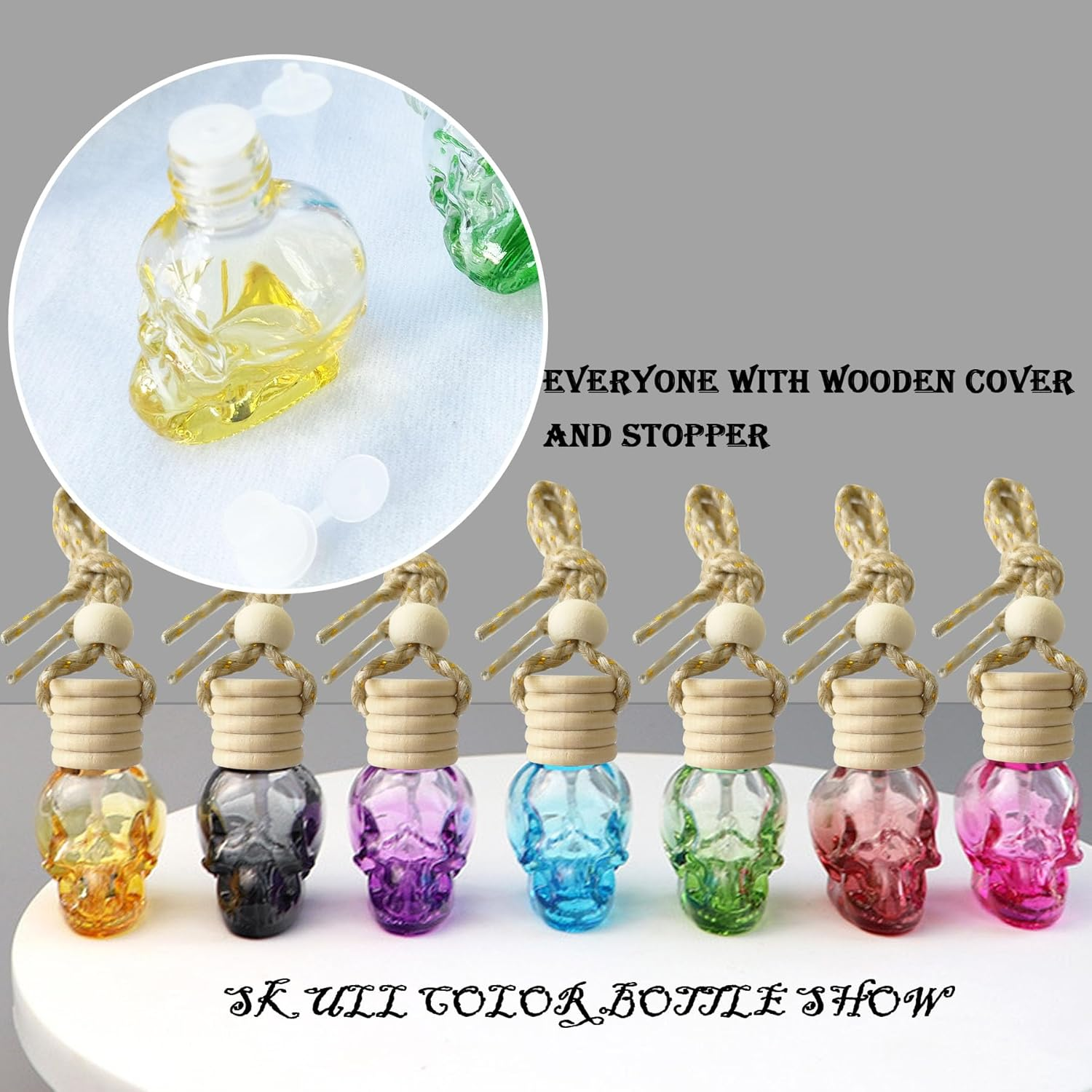 7 PCS Mini 10Ml Colors Skull Perfume Bottle for Car Air Freshener Pendant Essential Diffuser Oil Fragrance Aromatherapy Empty Bottle Decor &hellip; image number 1