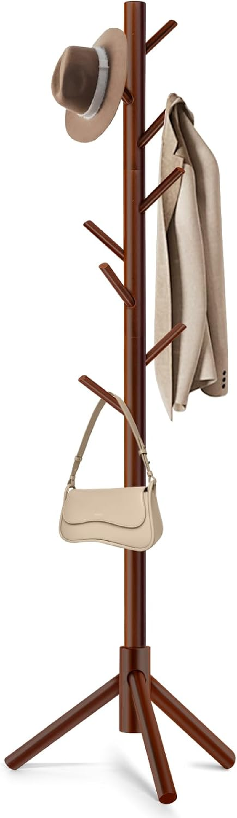 WANGMUXIA Coat Rack, Freestanding Coat Rack with 8 Hooks and 3 Adjustable Size Tree Coat Racks for Bedroom, Hallway, Entrance, Office, for Hats, Coats, Scarves, Handbags