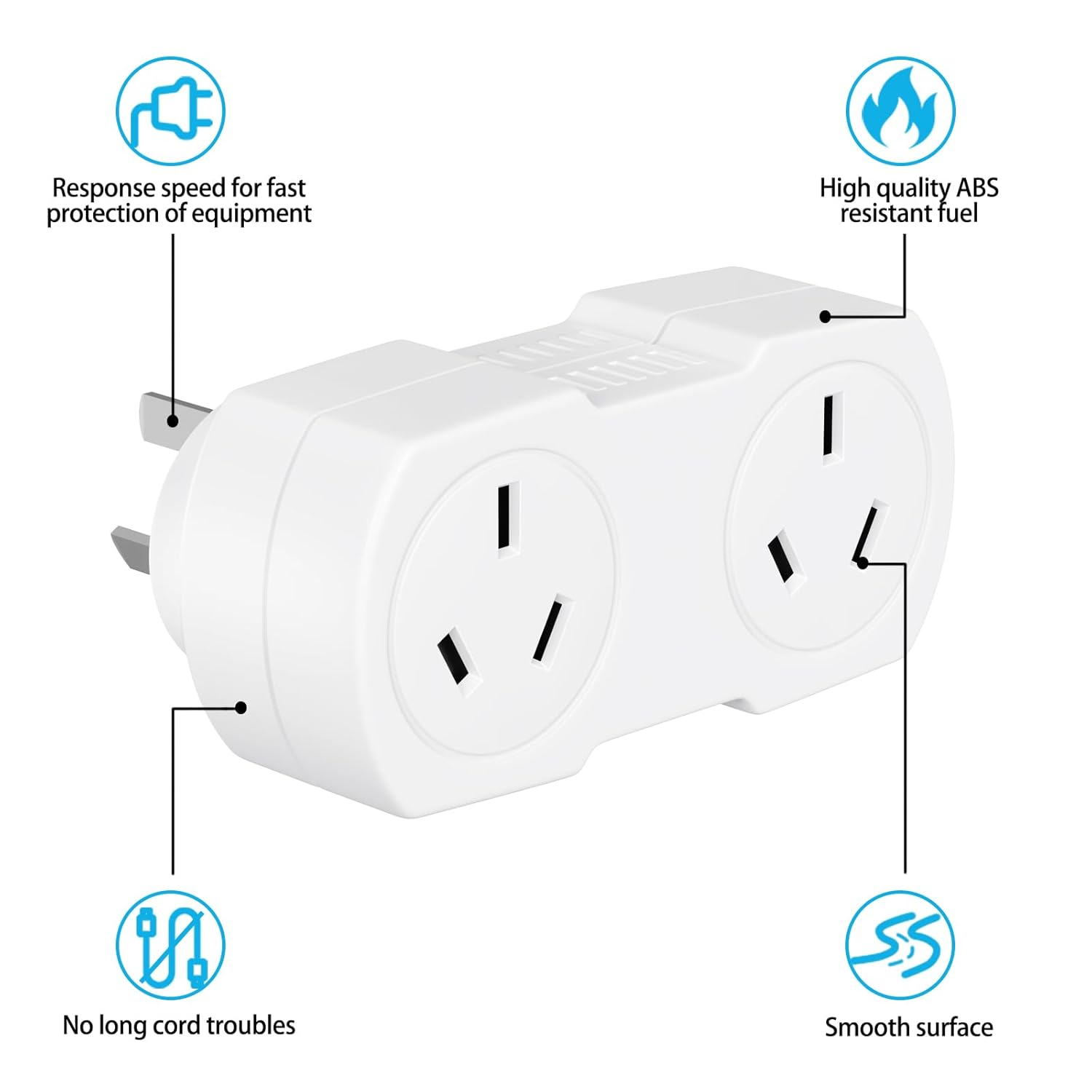Multi Plug Outlet Extender 2 Pack, Double Power Outlet, Wall Outlet Splitter, 2 Way Outlet Wall Adapter, Sockets Adapter, 10A/2400W, Power Extender, White, for Home/Office image number 1