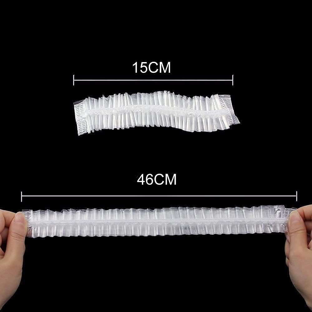 Boxcute Disposable Shower Caps - 100Pcs, Transparent PE, White, Unisex, Kids & Adults with Mobility Issues image number 2