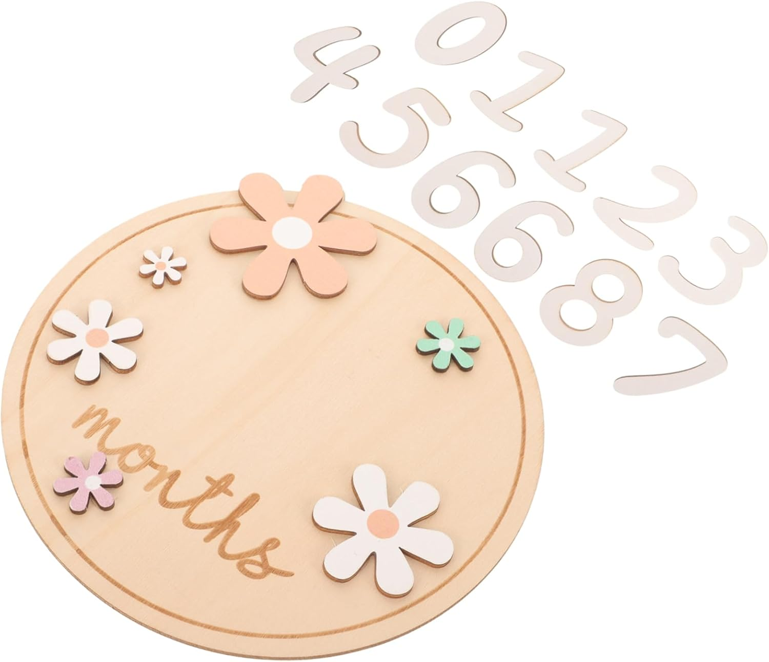 Yardwe Monthly Milestone Cards Newborn Ink Print Pads Wooden Signs for Nursery Months Newborn image number 3