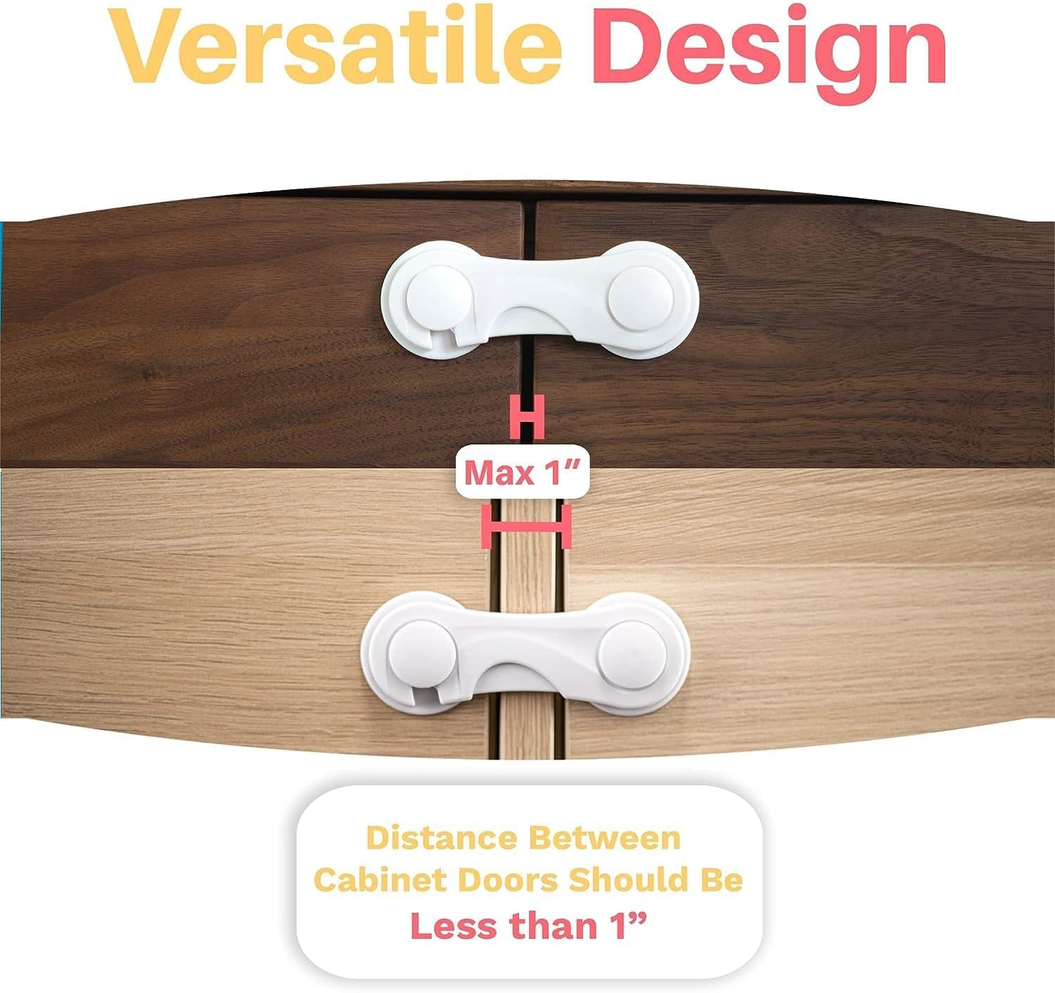 6-Pcs Cabinet Locks for Baby Safety &ndash; Childproof Latches with Adhesive for Drawers, Cupboards, Fridge & Pantry Doors | Easy Install, No Drilling, Baby Proofing for Toddlers & Infants​ image number 5