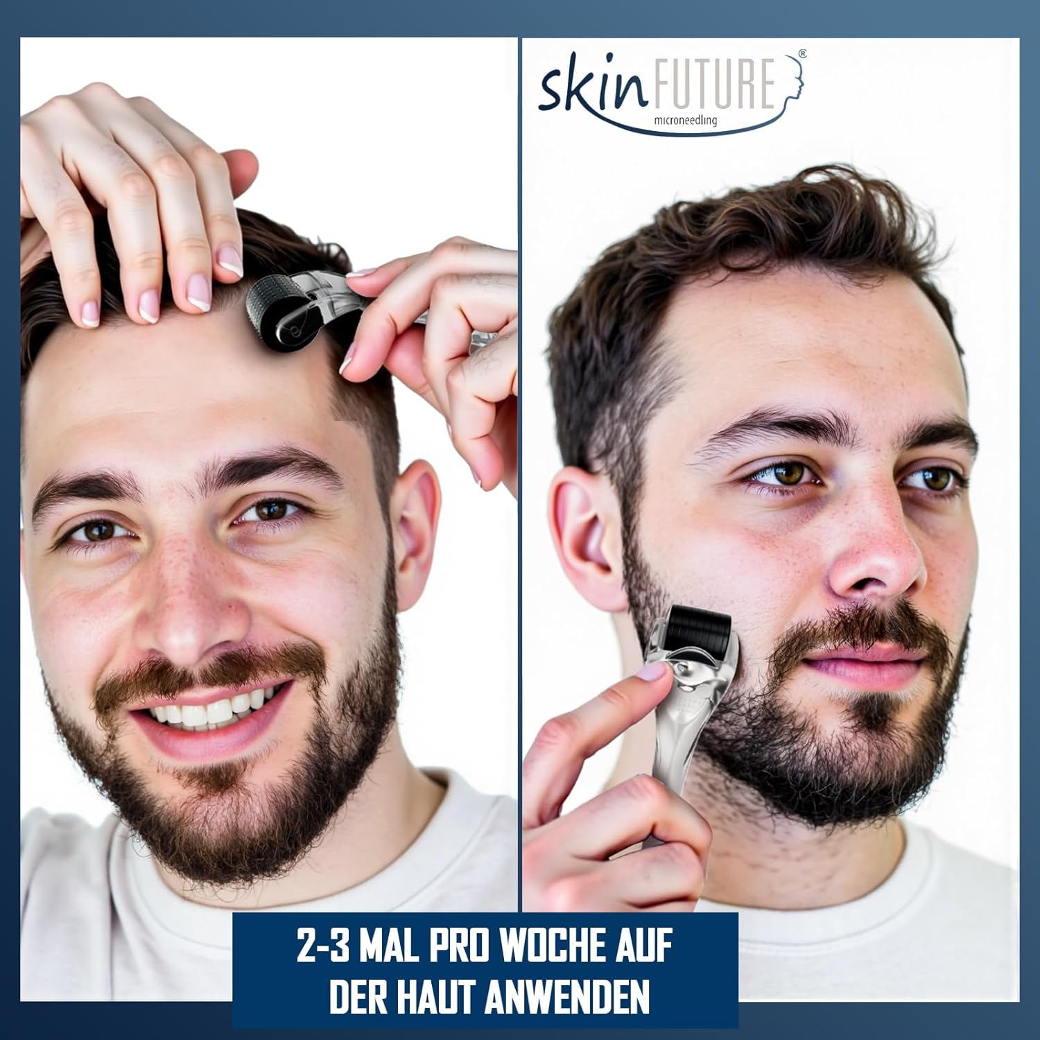 Efficient Microneedling Derma Roller Men - 192 Real Stainless Steel Needles against Hair Loss | Hair Roller & Beard Roller for Hair Growth | Minoxidil Compatible | Beard Care Tool - Skinfuture&reg; image number 3