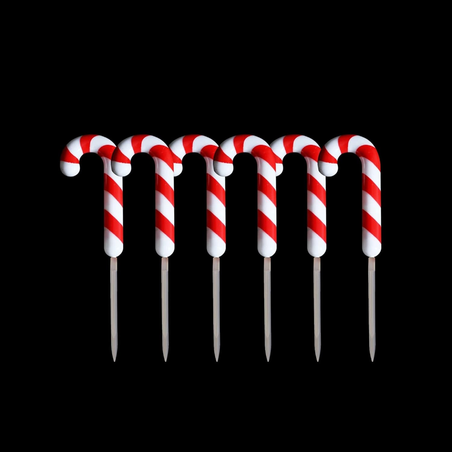 Dual Power Set of 6 LED Candy Cane Stakes image number 3