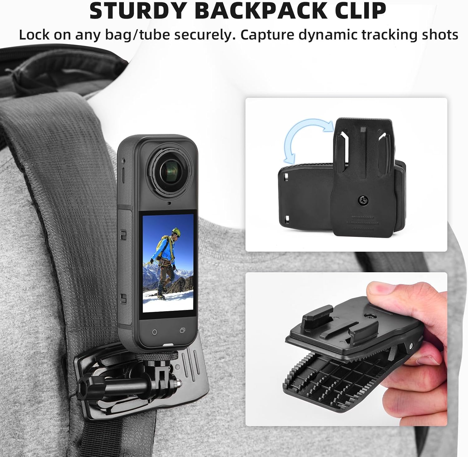BRDRC Accessories Kit for Insta 360 X5 X4, Chest Mount Head Strap Harness Backpack Clip Holder Wrist Strap, 360&deg;Rotating Adapter + Quick Release for Insta360 One X5 X4 X3 X2 X Camera Accessory Bundle image number 4