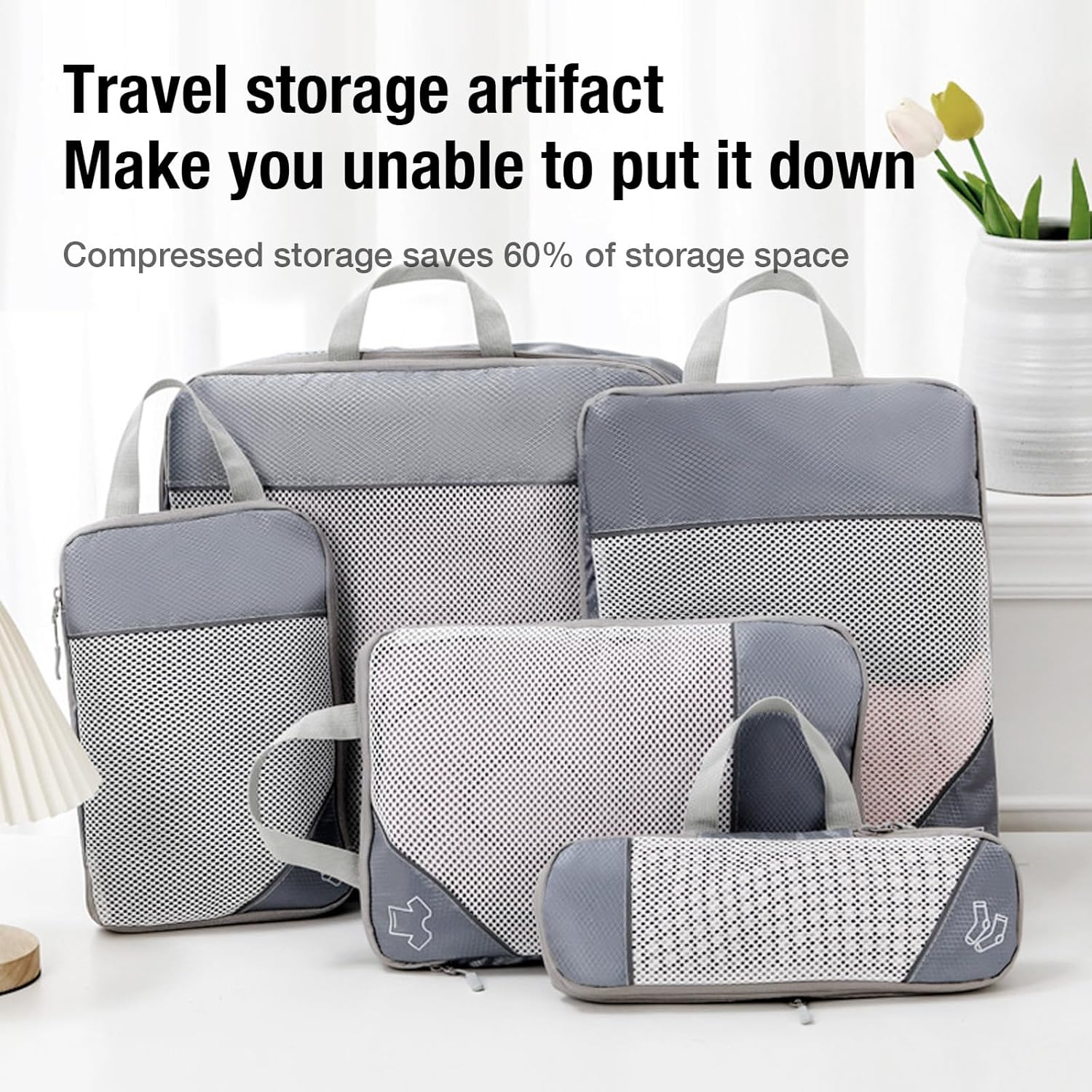 Auzly 8-Piece Compression Packing Cubes Set | Ultralight Expandable Travel Organizers for Suitcases | Waterproof Luggage Organizers with Multiple Sizes | Durable Travel Essentials for Carry-On