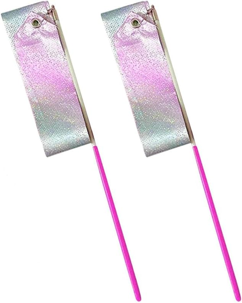 Dance Ribbons Streamers, 2Pcs Rainbow Streamers Rhythmic Gymnastics Ribbon, Baton Twirling Wands,Dance Ribbon Long Ribbon Streamers Gymnastics Streamers,Dance Ribbon Long Ribbon Streamers for Dance image number 4