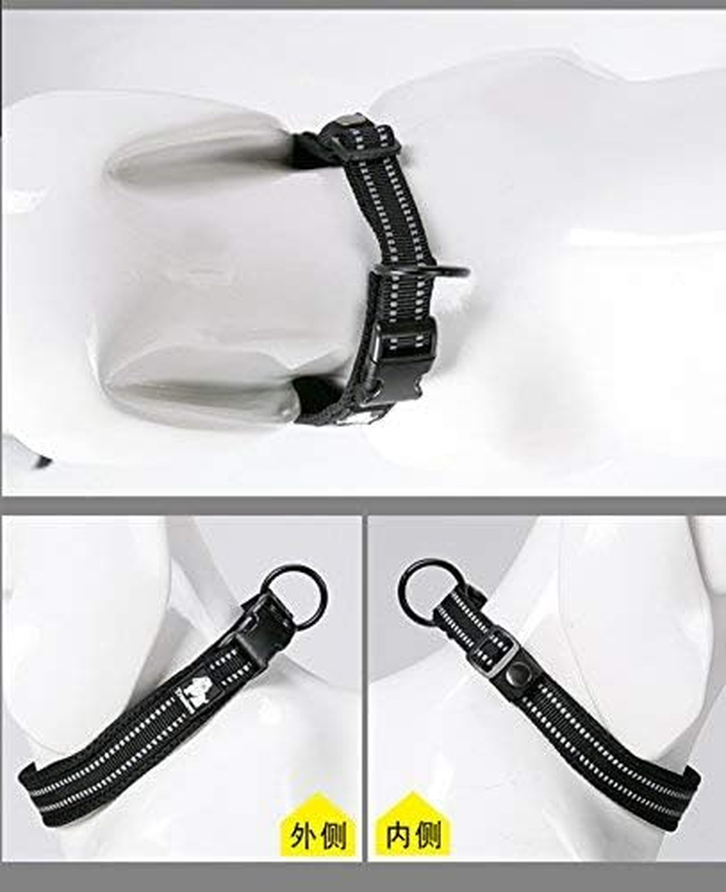 WINHYEPET True Love Dog Collar Reflective Sandwich Lining Nylon Webbing Comfortable and Safe Adjustable Buckle Convenient Used for Walking for Samll/Medium/Large Neck Ring Tlc5011(Black,M) image number 3