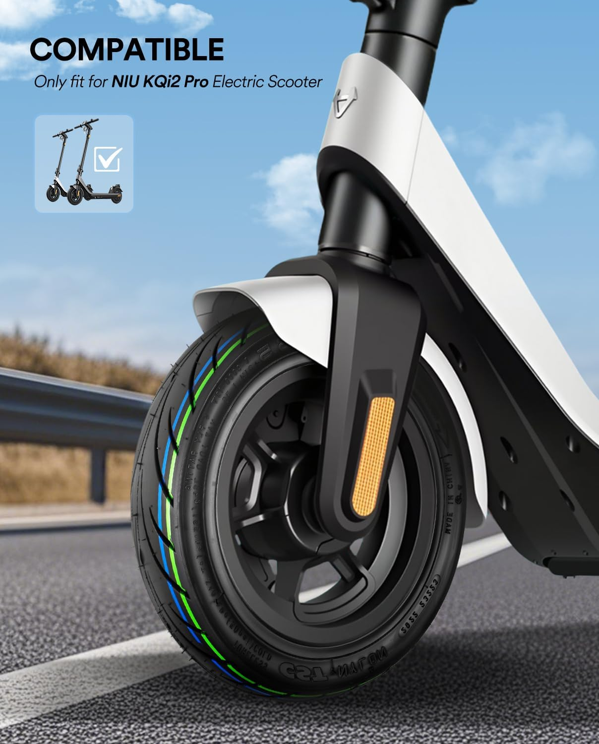 10X2.30-6.5 Non-Slip Vacuum Tire for NIU Kqi2 Pro Electric Scooter, Front Rear Replacement Tire image number 5