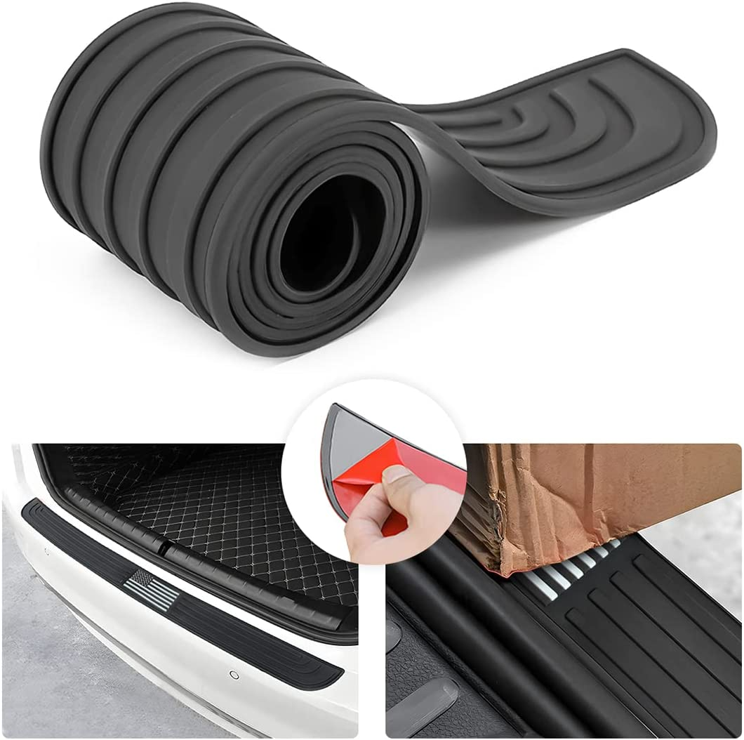 Car Rear Bumper Protector Guard, Anti-Scratch Abrasion Rubber Trunk Door Entry Sill Non-Slip Vehicle Trim Cover Protection Strip, Accessories for Most Cars and SUV (Black/40.9''X3.5'') 062