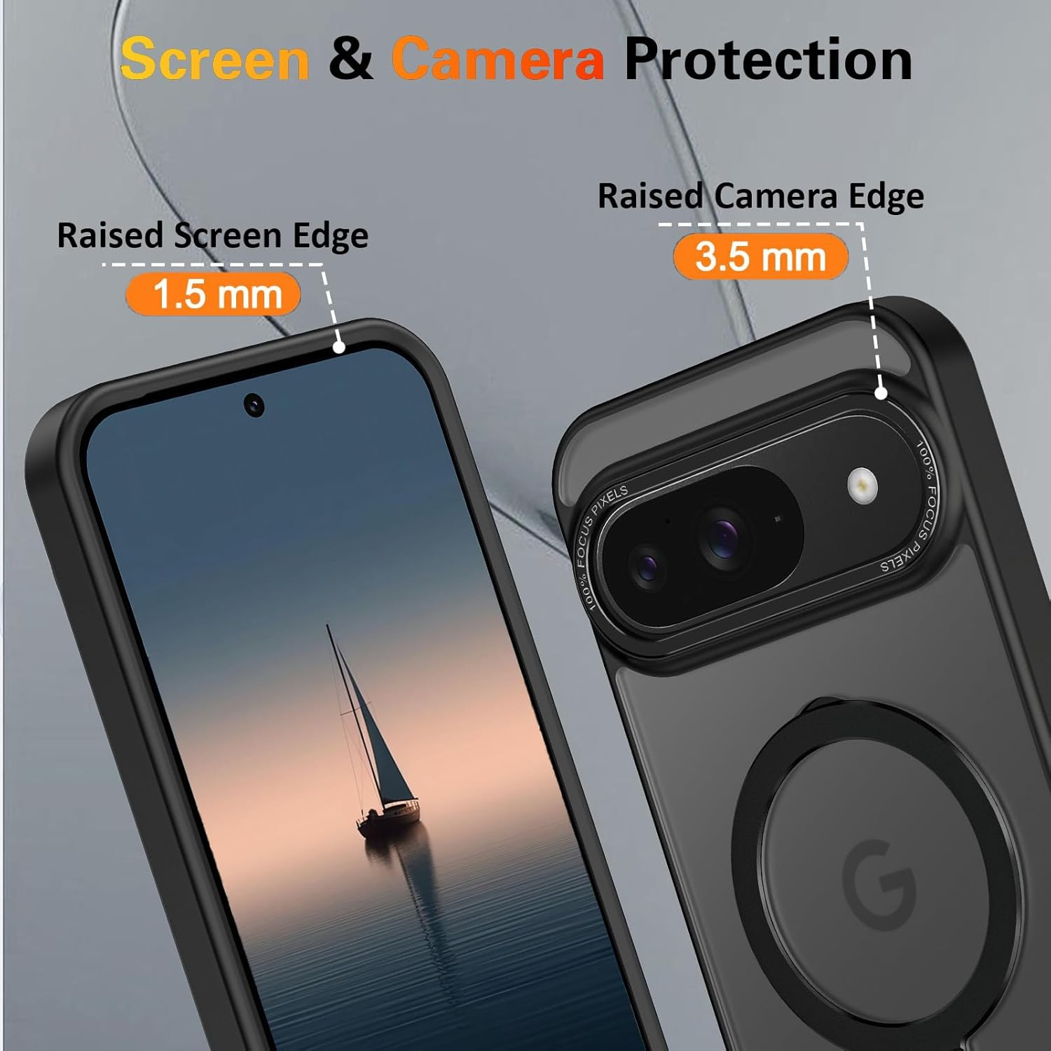 AVETUL for Google Pixel 9 Case, Phone Case Pixel 9 Pro with Invisible Magnetic Ring Stand [Compatible with Magsafe] [Full Camera Protection] Shockproof Bumper Hard Protective Cover Cases, Black image number 2