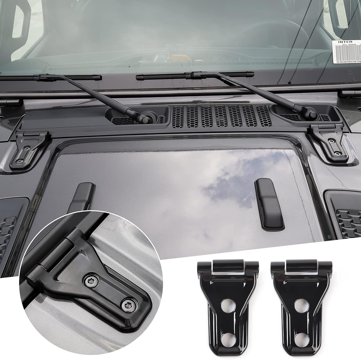 RT-TCZ Hood Hinge Cover Exterior Decoration Kits Accessories for 2018-2023 Jeep Wrangler JL JLU and Gladiator JT (Black)
