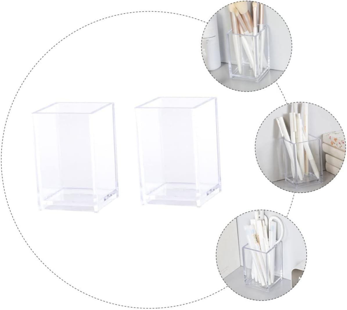 FIXOSHEE 2Pcs Capacity Pencil Case Pen Holders Desktop Storage Baskets Office Accessories