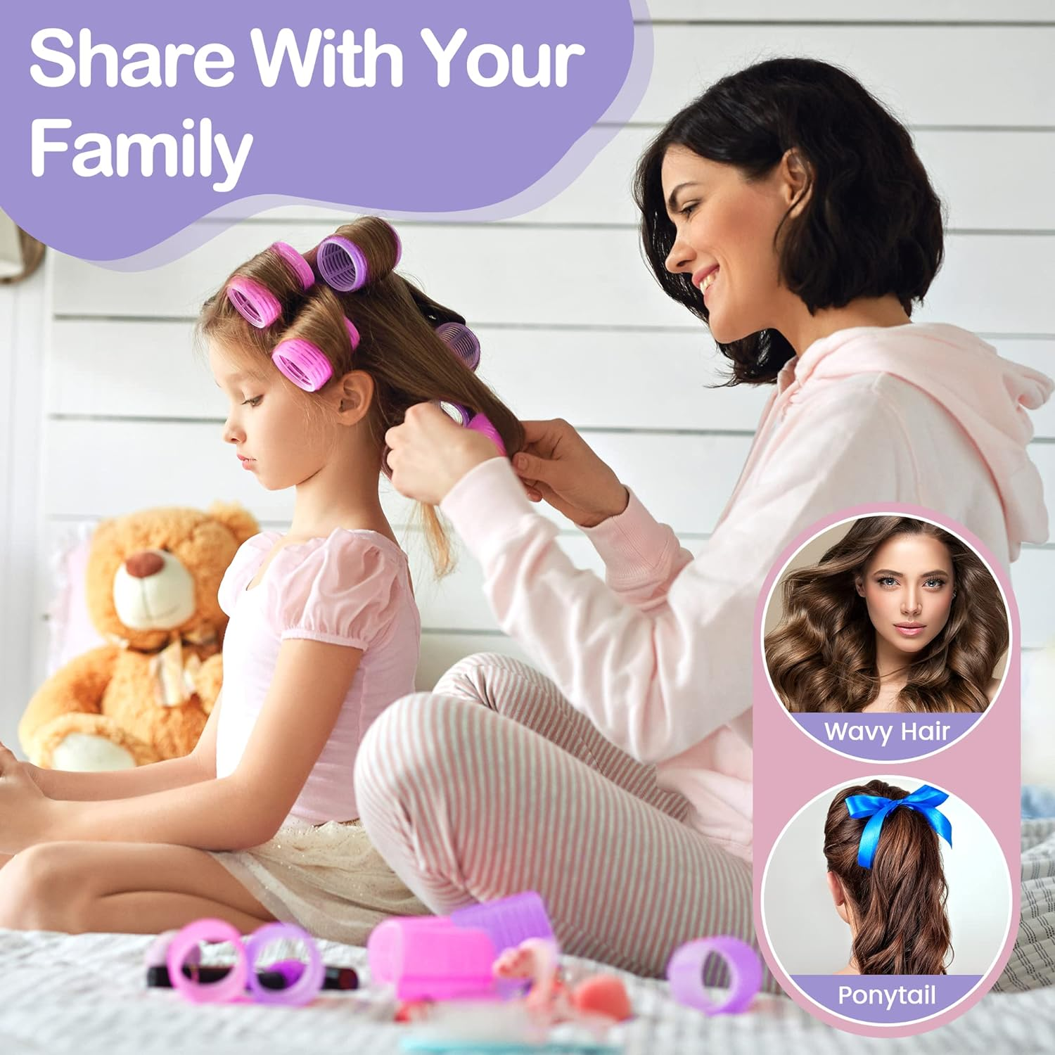 33 Piece Hair Rollers Set, Self Grip Hair Rollers for Long Medium Short Hair, ELASO Large Medium Hair Curler （22 Rollers + 10 Stainless Steel Clip +1 Storage Bag） image number 6