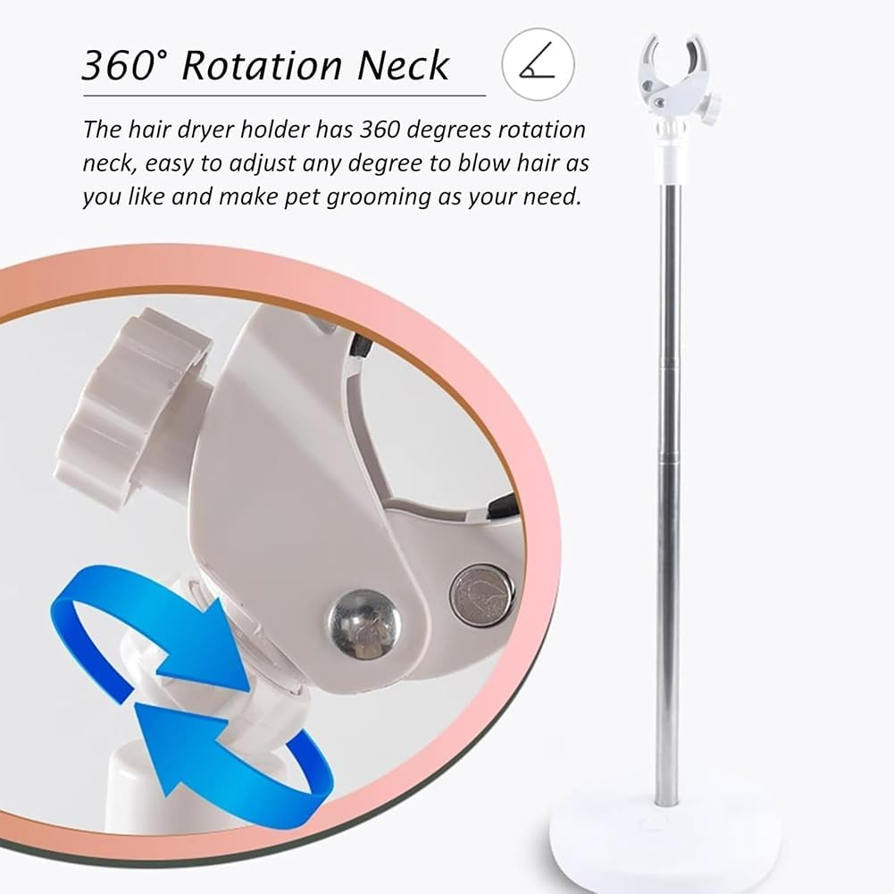 ASSYA Hands-Free Hair Dryer Stand, Height Adjustable, 360-Degree Rotation, Stable Base, Suitable for Home, Hair Salon, Pet Shop image number 3