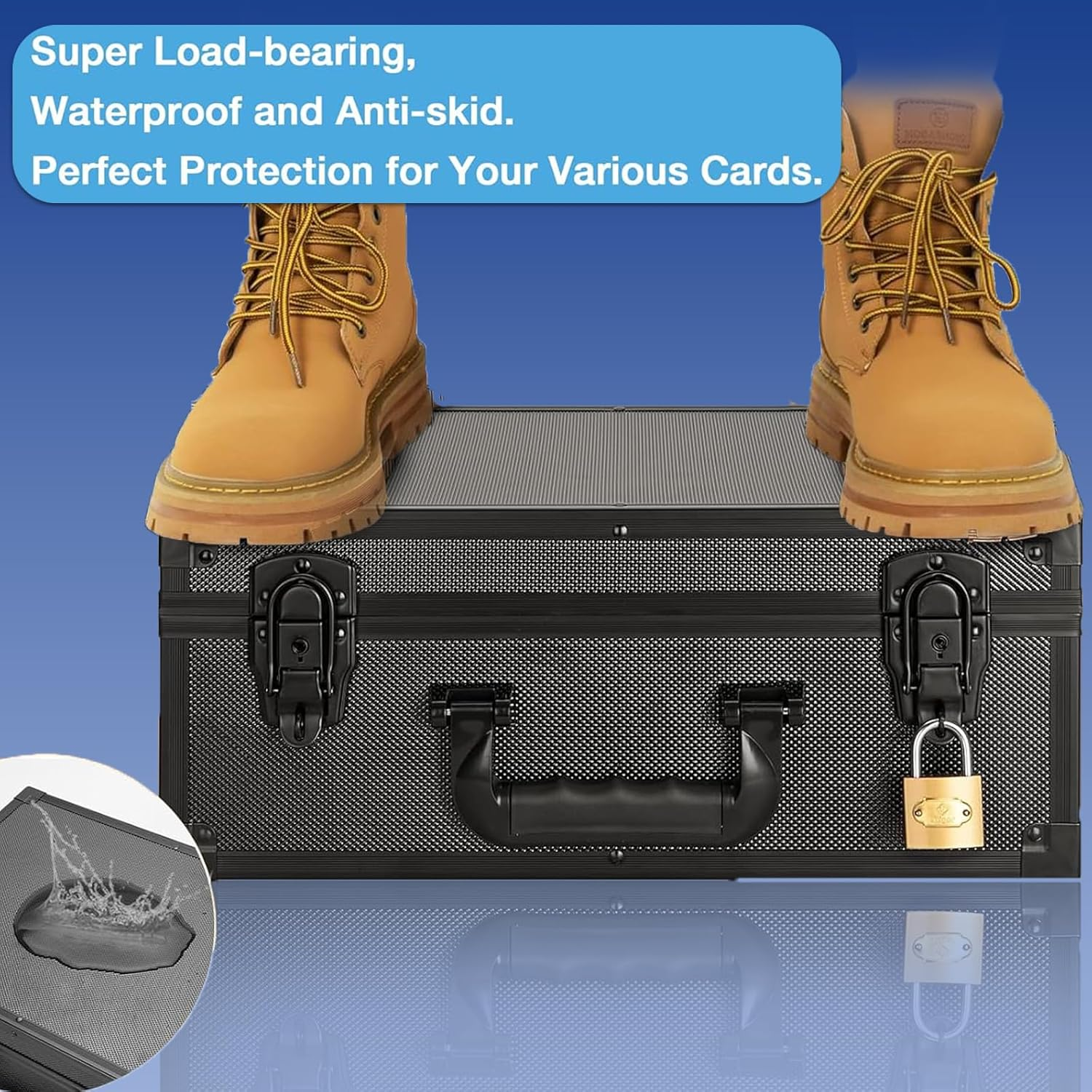 Toploader Storage Box for 3&rdquo; X 4&rdquo; 35Pt Cards &ndash; Hard Card Holder Case with Padlock, Foam Stoppers, Holds 600+ Toploaders &ndash; Rigid Card Case for Sports & Trading Card Collection image number 4