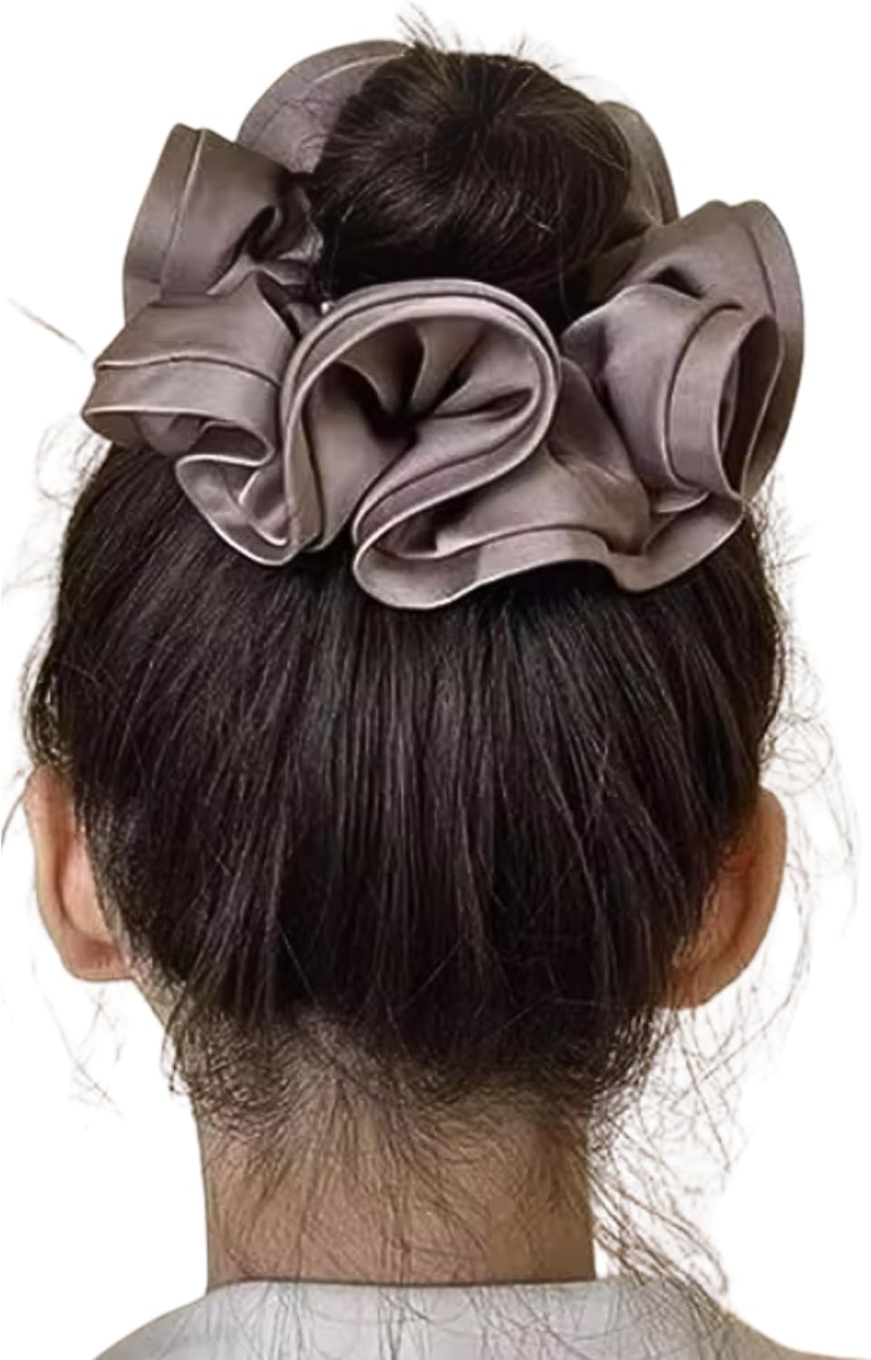 Specora Satin Scrunchie Black - Pack of 2 Hair Bobbles for Women - Gentle on Hair & with Elegant Shine image number 4