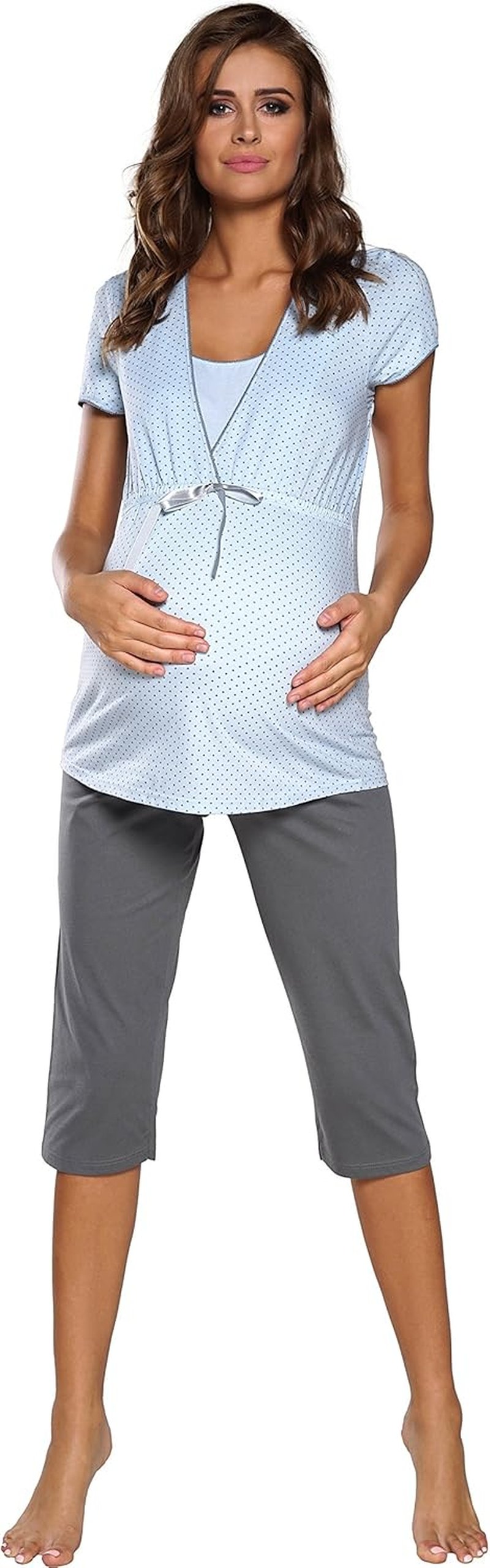 Stillpyjama Krankenhauspyjama Damen Schlafanzug Lang Pyjama Set | Nachtw&auml;sche Hausanzug Kurzarm Zweiteiliger Sleepwear image number 2