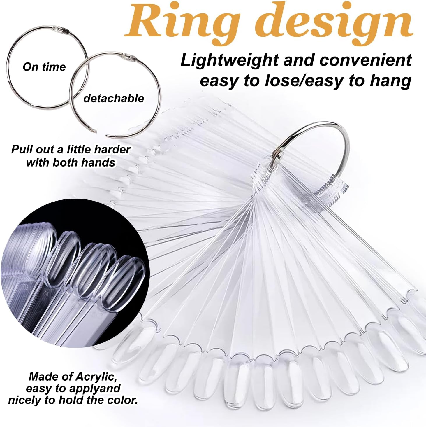 100 PCS Clear Nail Swatches | Fan-Shaped Nail Swatch Sticks | Perfect for Nail Art Display and Color Comparison | Reusable and Durable Plastic image number 1