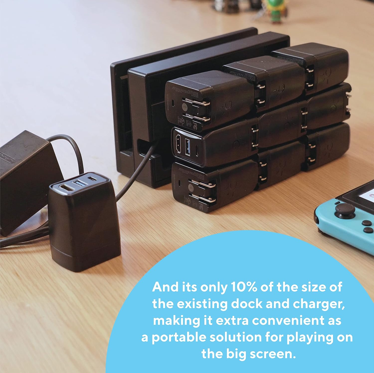 GENKI Global Covert Dock for Nintendo Switch - Ultra Portable Dock and USB-C 3.1 Cable for TV Docking & Charging, Additional 3 Regional Adapters Included image number 4
