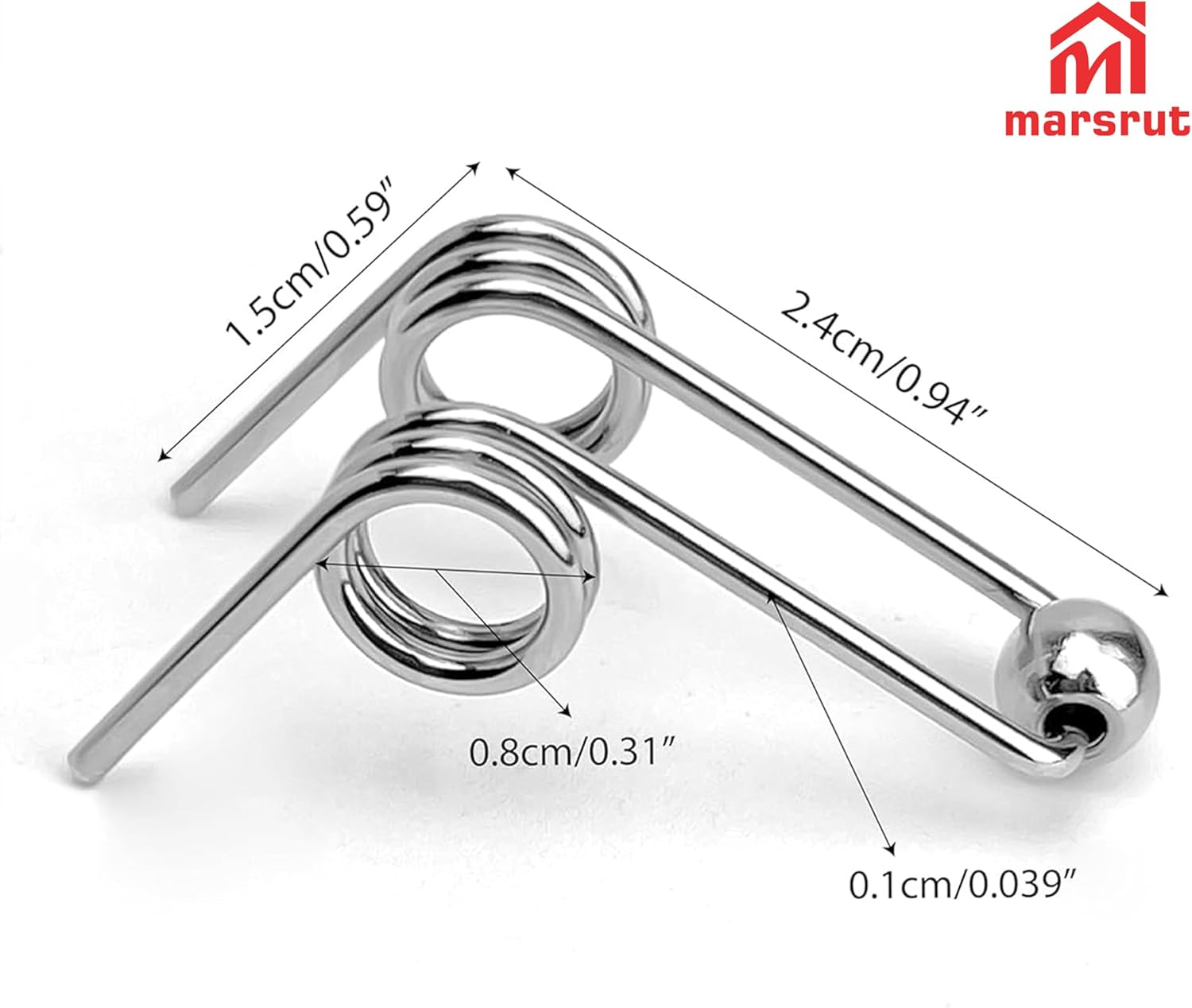 (2PCS) Double Return Torsion Springs for Curling Iron Rod - Part Replacement Accessories for Hair Rollers (Length: 24Mm; Wire Diameter: 1.2Mm) image number 2