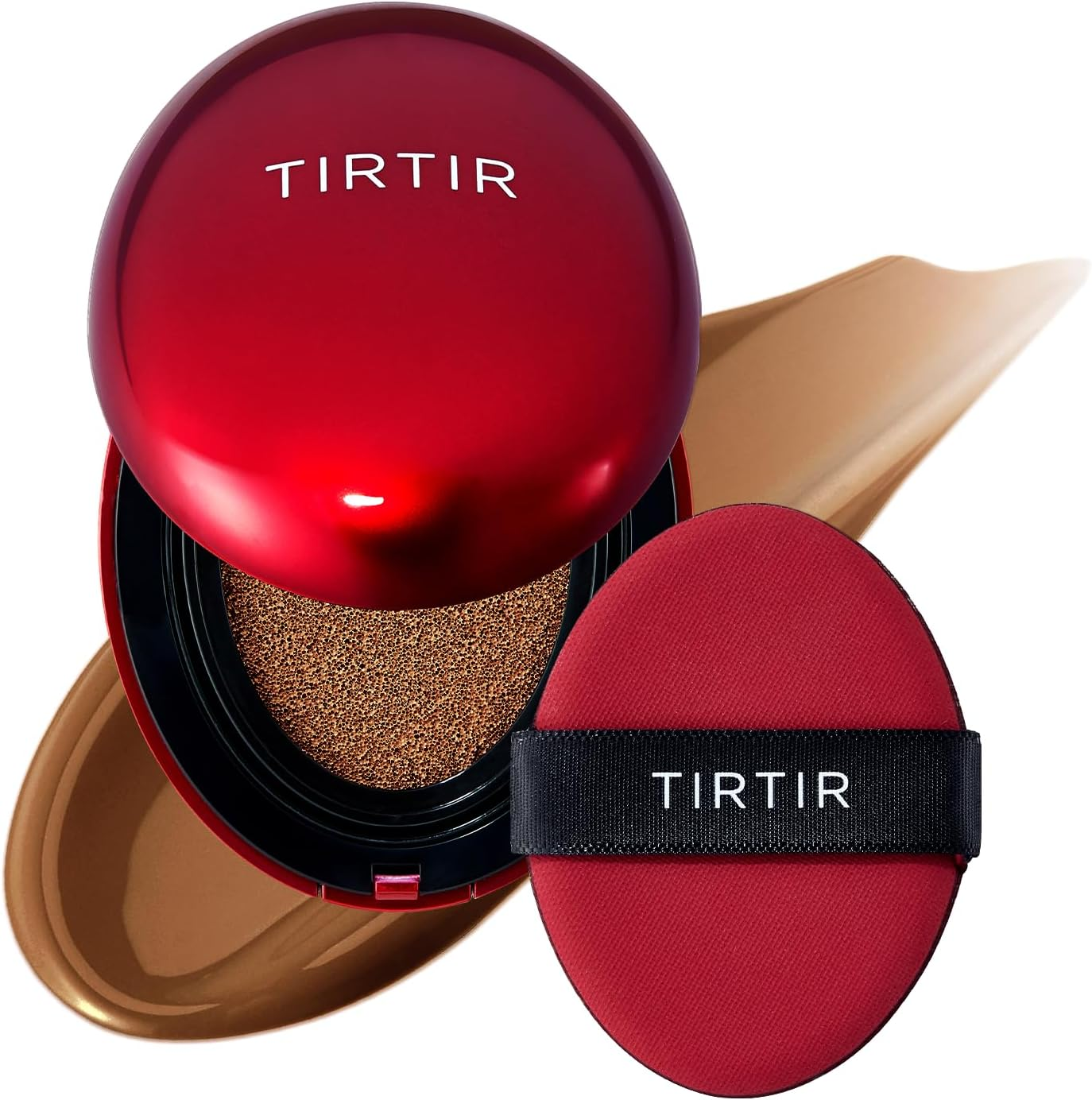 TIRTIR Mask Fit Red Cushion Foundation | Full Coverage, Weightless, Skin Fit, Satin Glow Finish, Korean Makeup Cushion Foundation (#45N Saddle Brown, 0.63 Fl Oz) image number 1