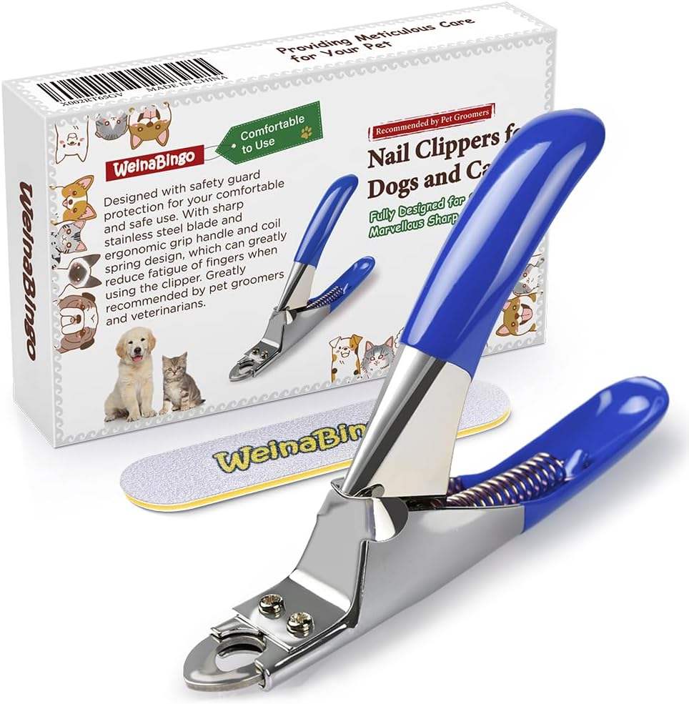 Weinabingo Dog Cat Pets Nail Clippers, Professional Pets Claw Trimmer with Free Nail File, Sharp Stainless Steel Blade, Sturdy Non Slip Handles - for Safe, Professional at Home Grooming