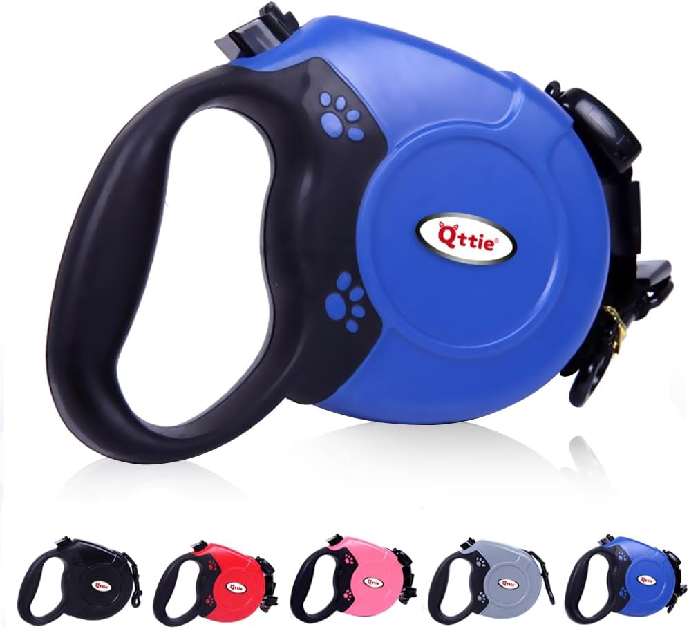 8M Retractable Dog Leash, Hands Free Long Dog Lead,Heavy Duty Dog Walking Leash for Dog, Cat up to 40 Kg, 360&deg; Tangle-Free Strong Nylon Tape, Anti-Slip Handle, Brake,Pause,Lock Black