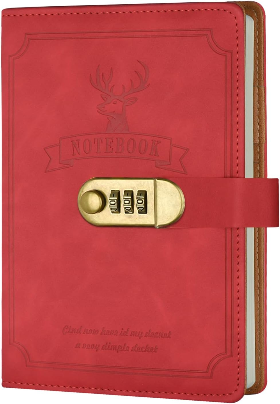 Literary Vintage Leather Notebook with Lock, Embossed Pattern Compass Diary for Writing, A5 Notebook with Lined Paper for Women & Men