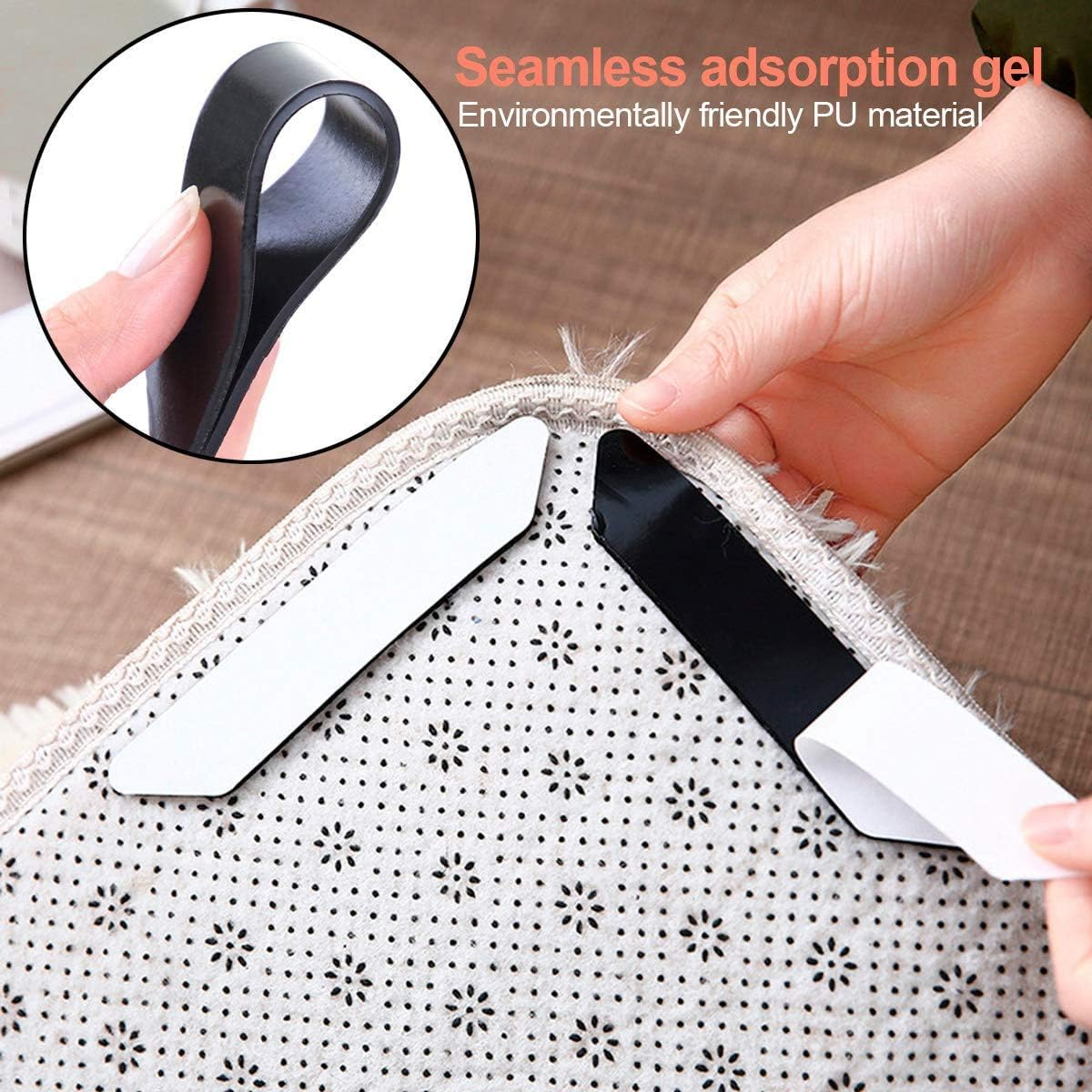 UCINNOVATE 16X Carpet Gripper, Anti-Slip Rug Grippers Mat Reusable anti Curling Rug Gripper Carpet Underlay Carpet Stopper, Strong Stickiness and Easy to Remove 180Mm*30Mm*2Mm image number 2