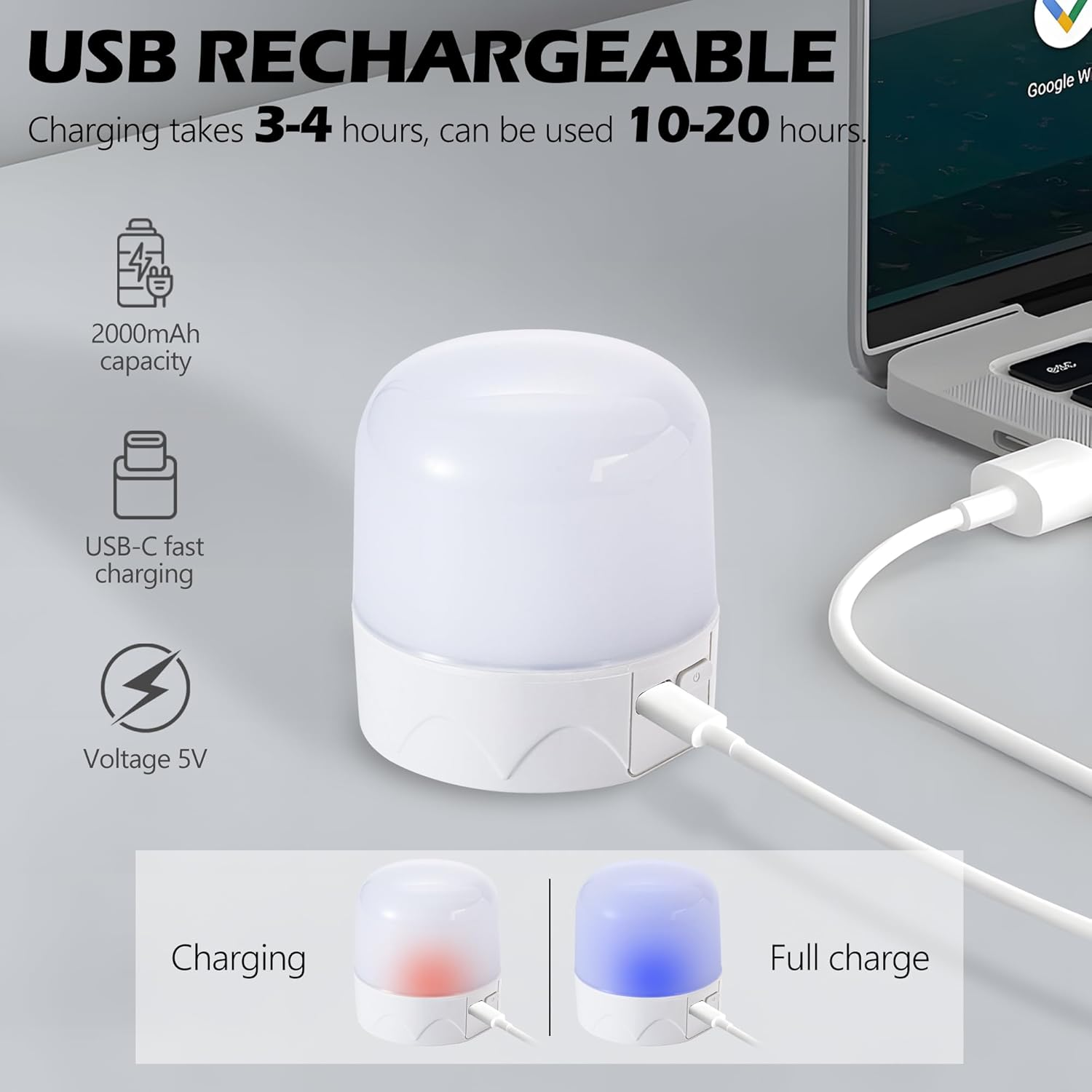 FTL Rechargeable Light Bulbs with Remote, E27 RGB LED Colour Changing USB Battery Operated Backup Bulb for Lamps and Sconces, Magnetically Detachable Wireless Non-Hardwired, 2-Pack image number 5