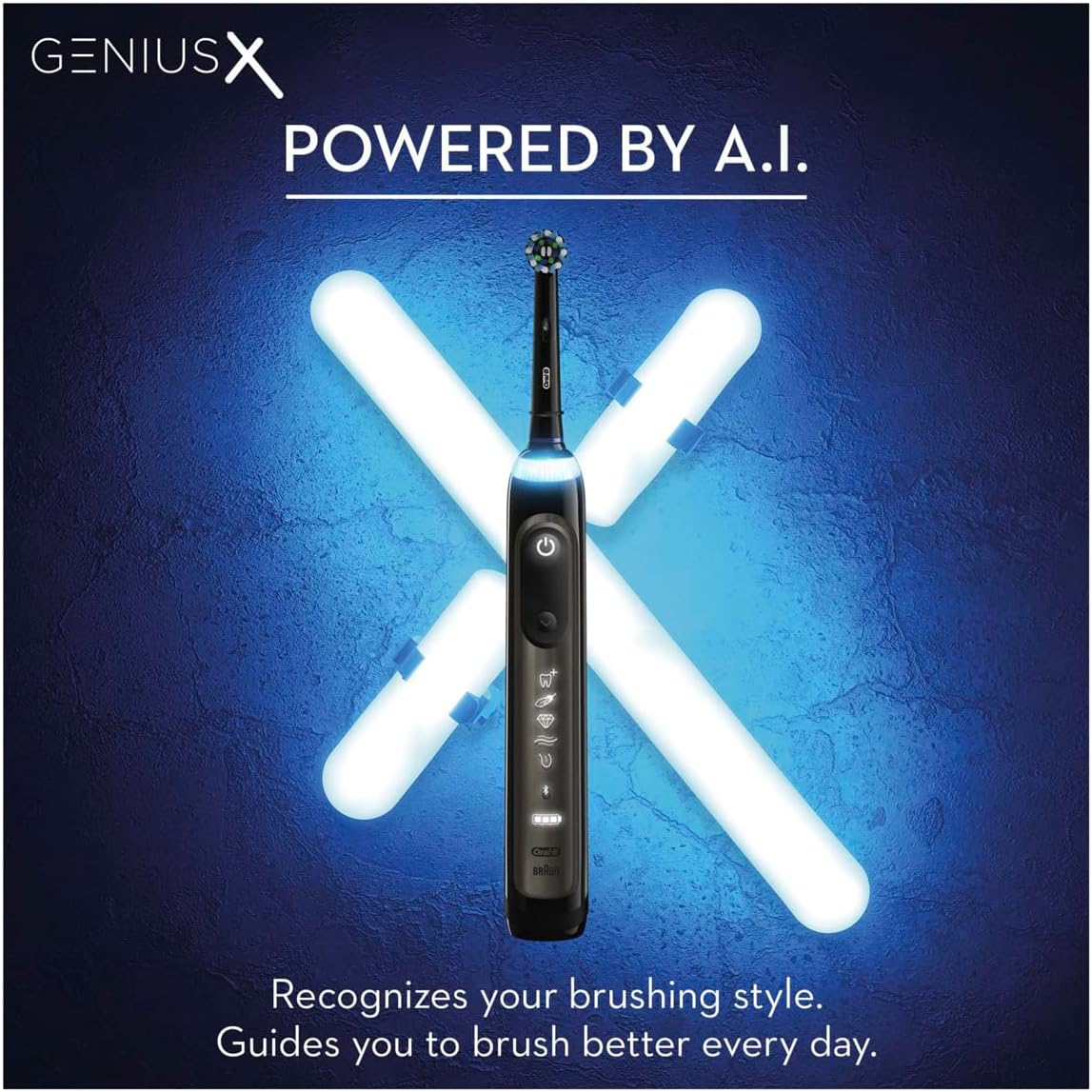 Oral-B Genius X Deep Clean Electric Toothbrush with Travel Case & Multivoltage Charger, Black
