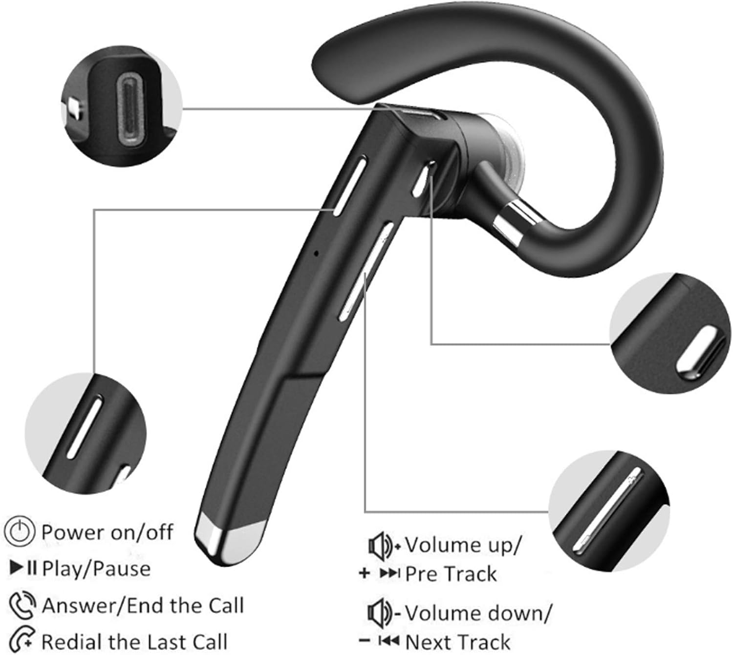 YYK 520 V5.0 Wireless BT Headphones, Rotating Business Headset with Charging Compartment, Ultralight Design, Ergonomic Headphones, Multifunctional, Portable image number 6