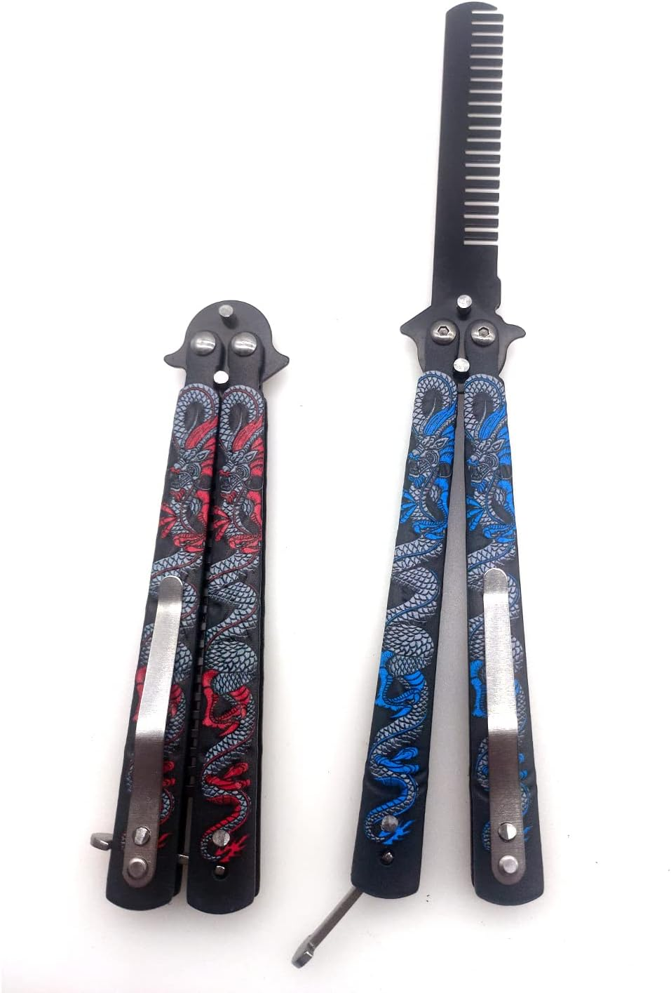 WANLIAN Beautiful Comb,Beautiful Comb Stainless Steel Folding Practice Combs Hair Styling Tools for Sport Outdoor Use (2 Dragon)