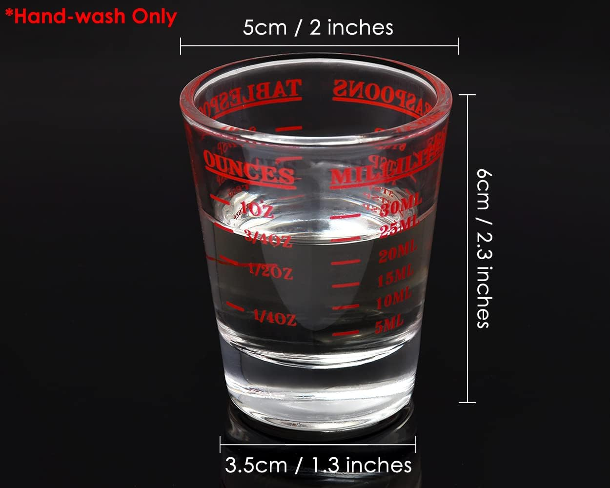 DS. DISTINCTIVE STYLE Shot Glasses Measuring Cup 2 Pieces Liquid Heavy Glass 30 Milliliter Scaled Measuring Glass for Liquid