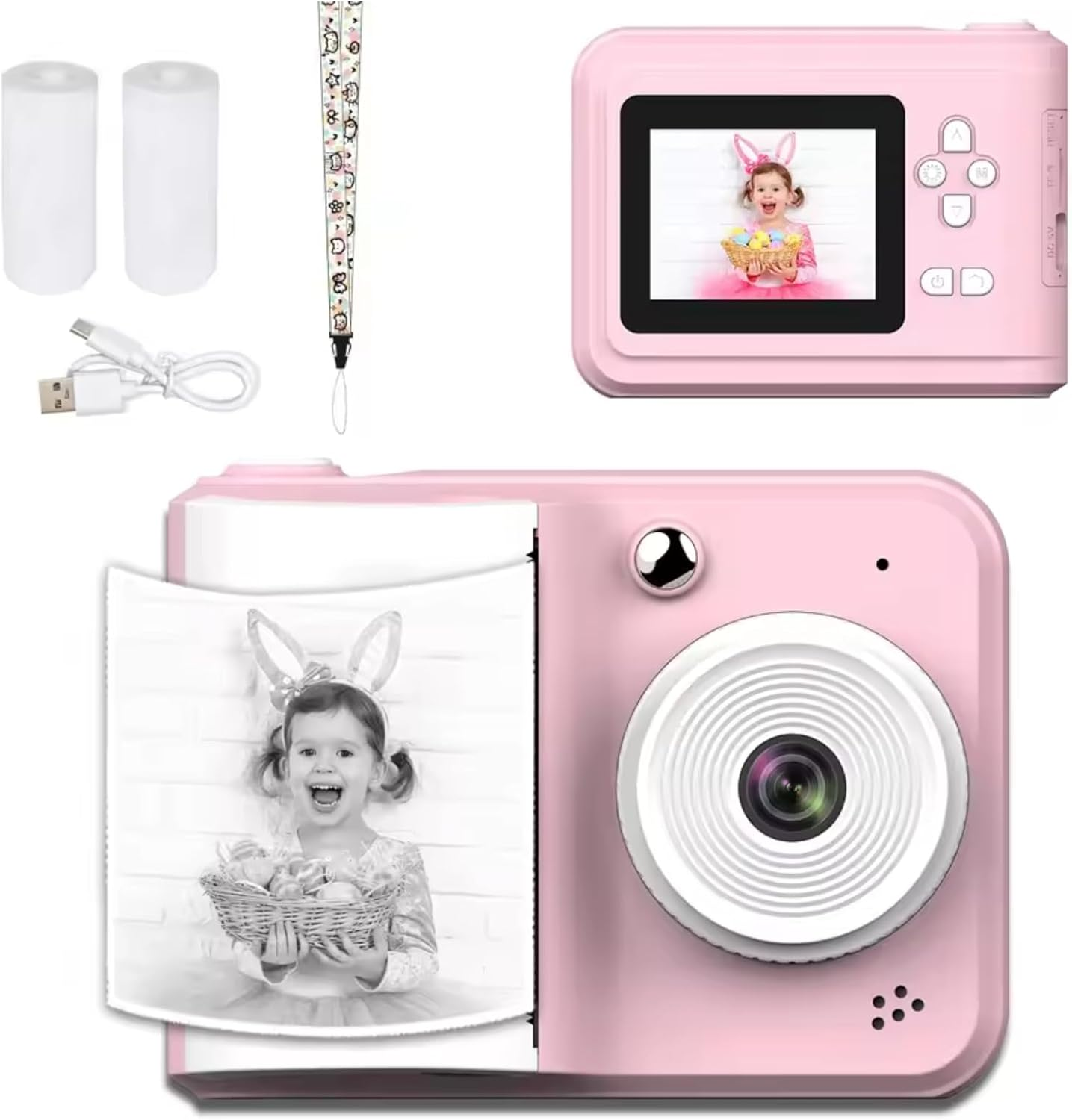 MENDUNER 1080P Instant Print Camera - 48MP Thermal Printer with 1800Mah Battery, 2.4" Color Screen, 3 Rolls Printing Paper for Travel, Parties, and More (Blue)