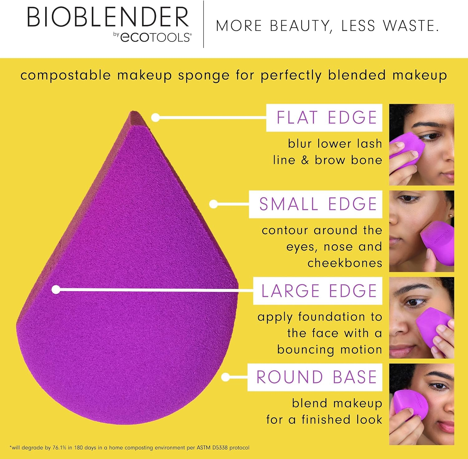Eco Tools Bioblender by Makeup Sponge for Liquid and Cream Make-Up, Purple, Single Pack, 3175 image number 3