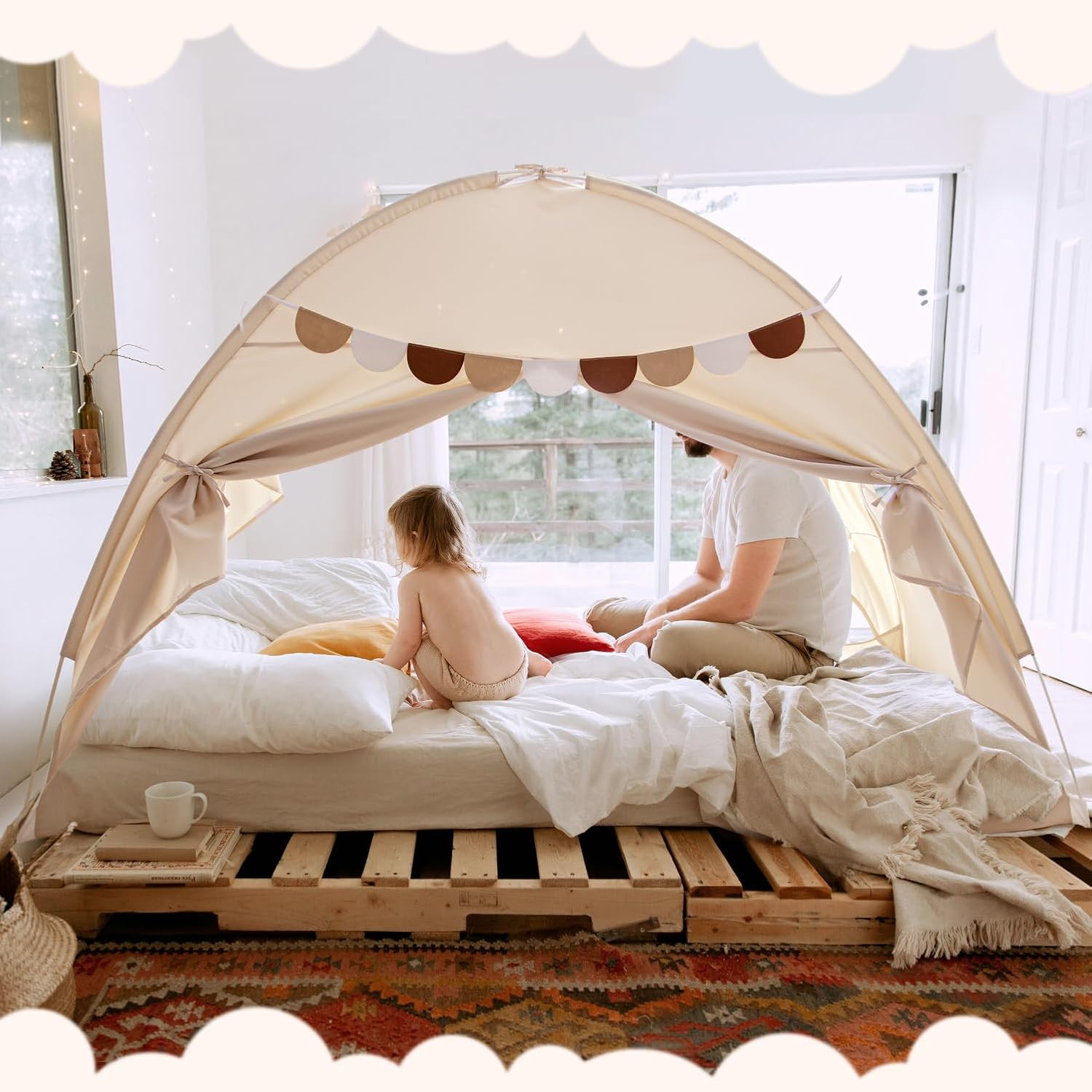 Bed Tent Floor Indoor Privacy Kids Tent on Bed Sleep inside Drafty Room, Twin Bed Tents Blackout Space Tents Indoor Canopy Tents image number 1