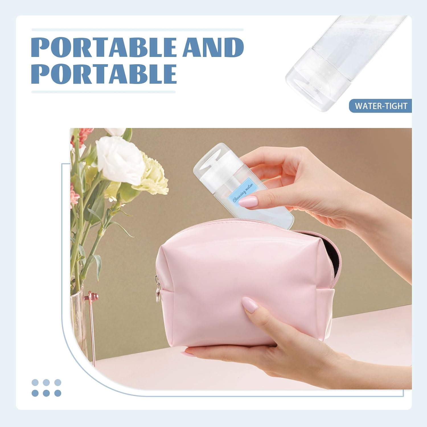 Modixun 6 Pack Nail Polish Remover Pump, Alcohol Dispenser Push down Lockable Bottle Empty Liquid Container with Stickers for Makeup Remover, Micellar Water, Toner, 120Ml image number 4