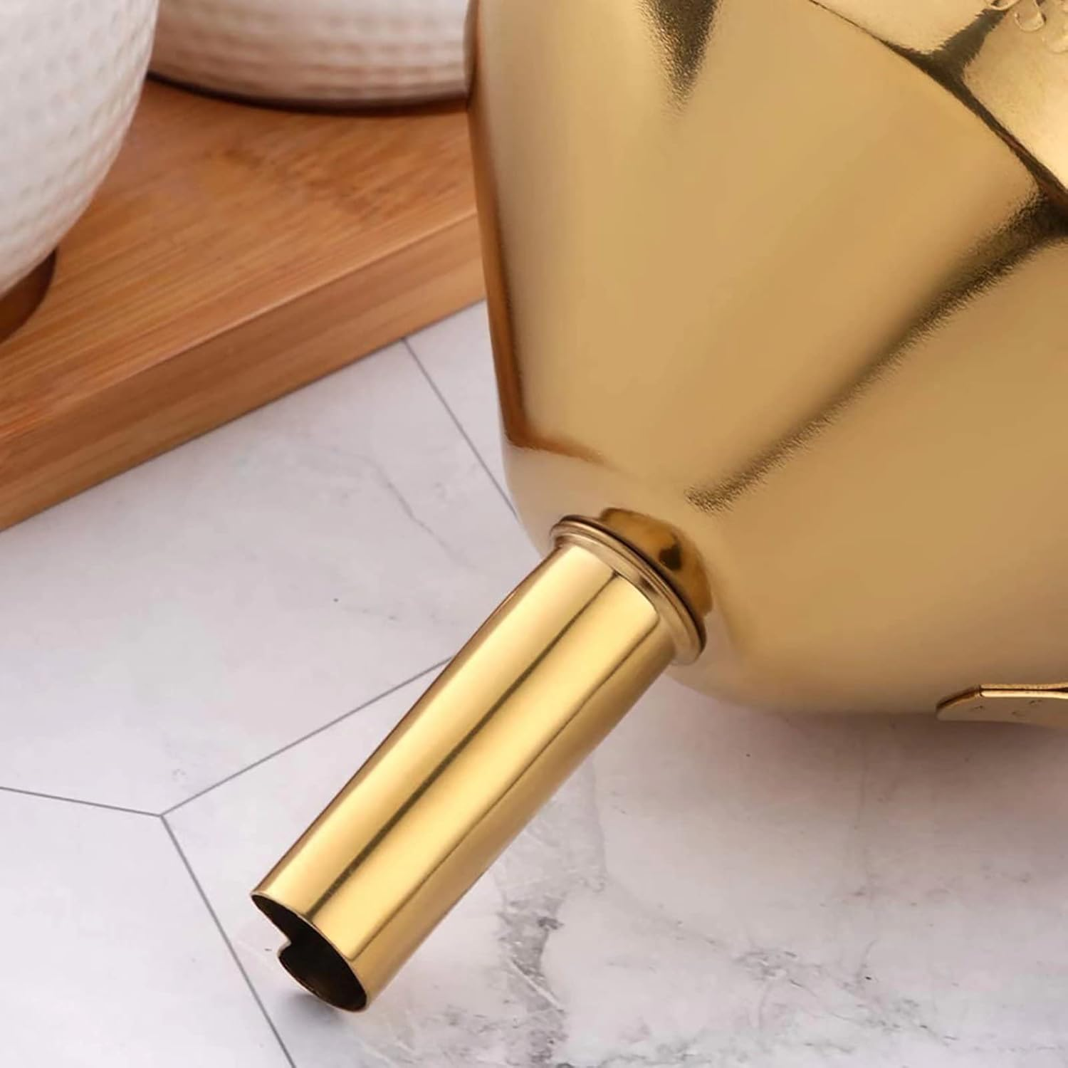 Stainless Steel Funnel Set Gold Kitchen Funnel Small Home Funnel 5 Inch Food Grade Metal Funnel with 2 Pcs Detachable Filter and 1 Pcs Cleaning Brush Perfect for Transfer Liquids and Powders -Gold image number 6